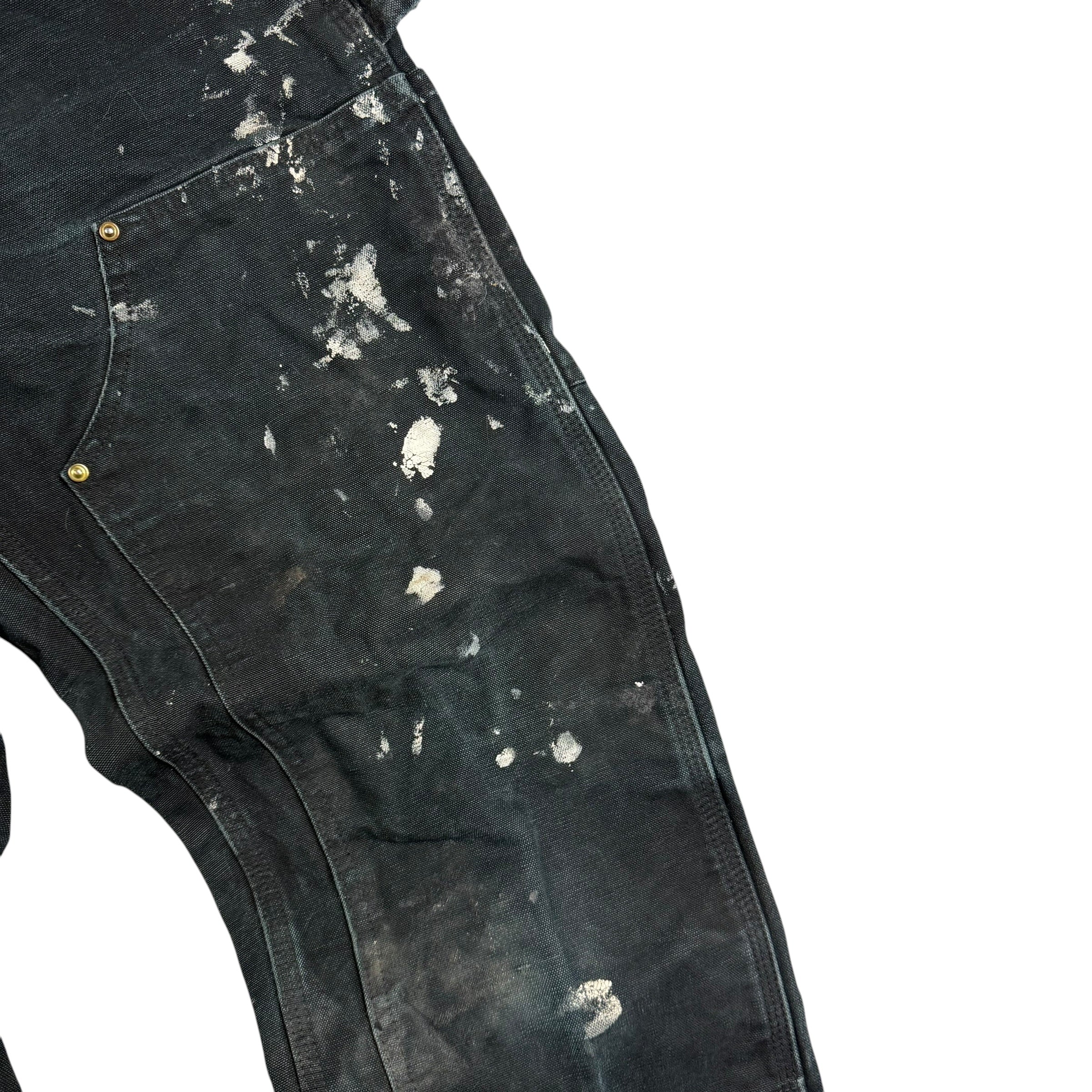 Vintage Carhartt Double Knee Paint Splattered Pants Black