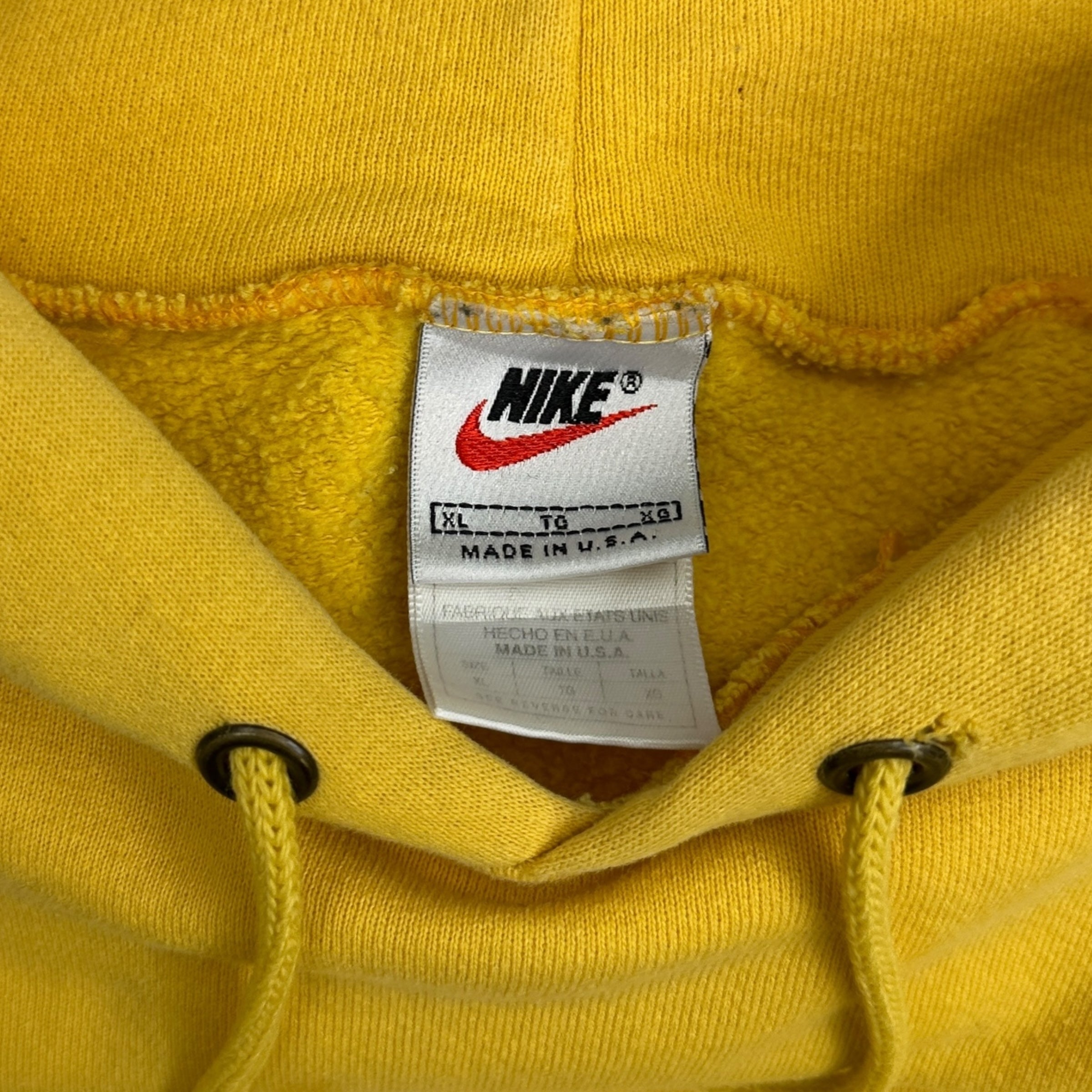 Vintage Nike Small Swoosh Hoodie Tonal Yellow