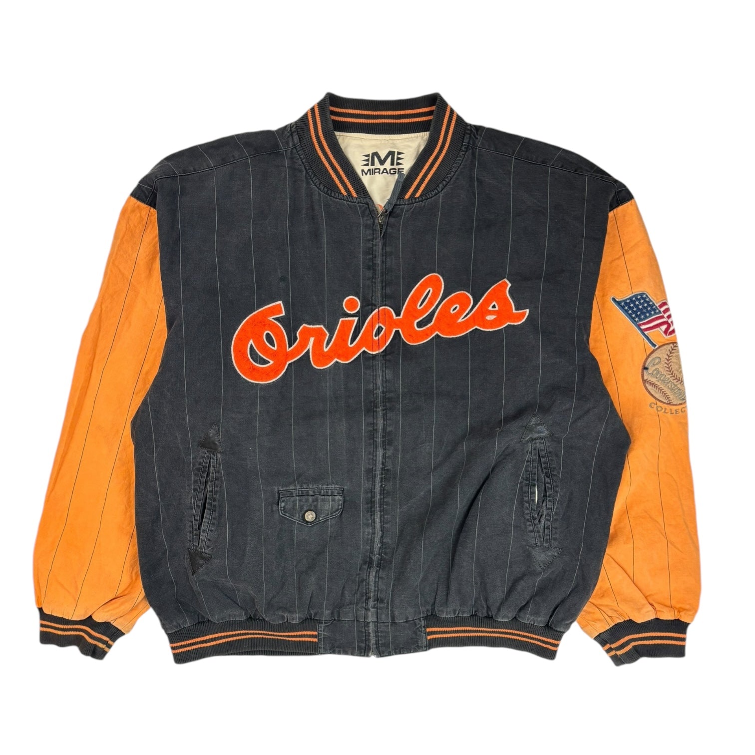 Vintage Mirage Baltimore Orioles Varsity Button-Up Jacket Black