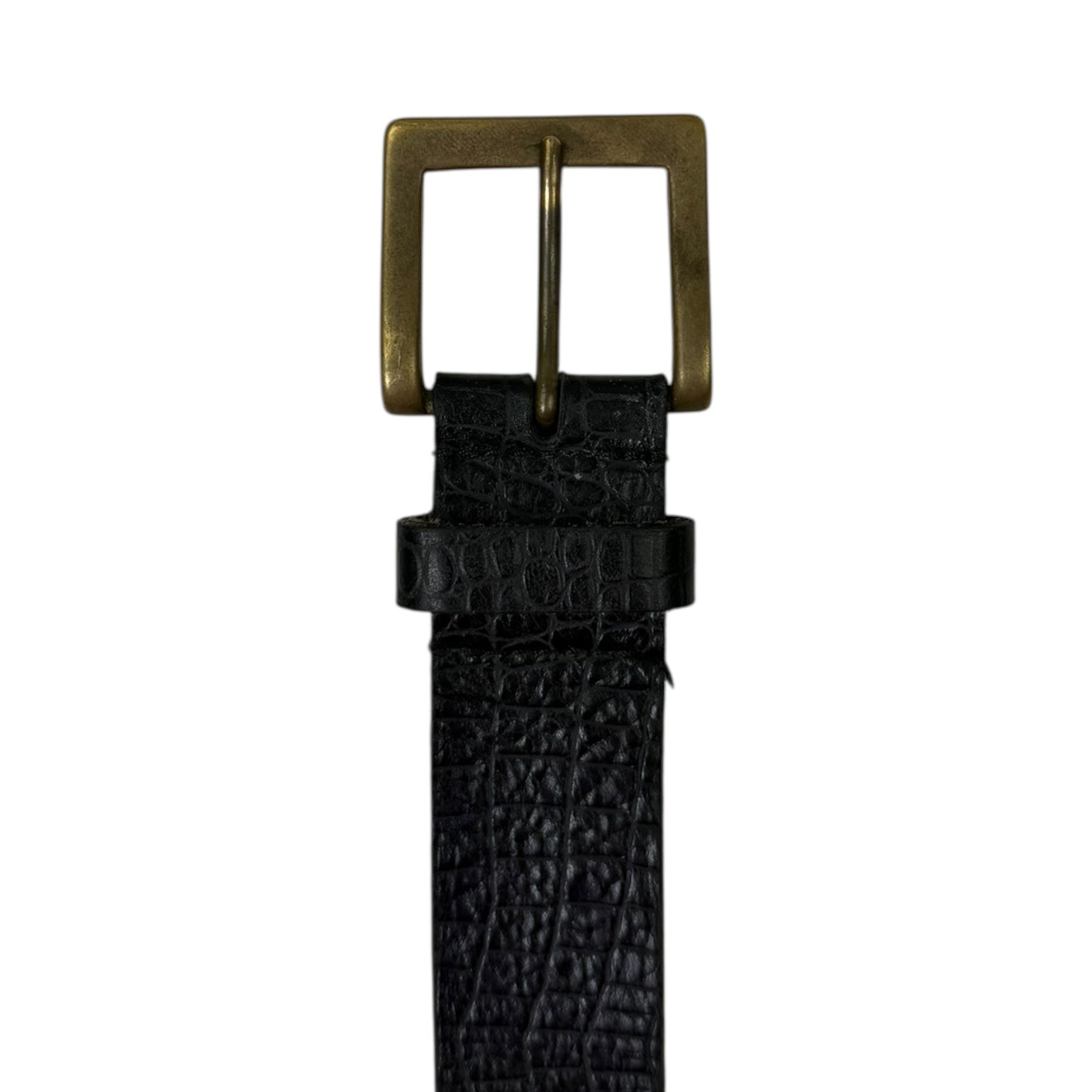 Junya Watanabe Crocodile Embossed Leather Belt Black