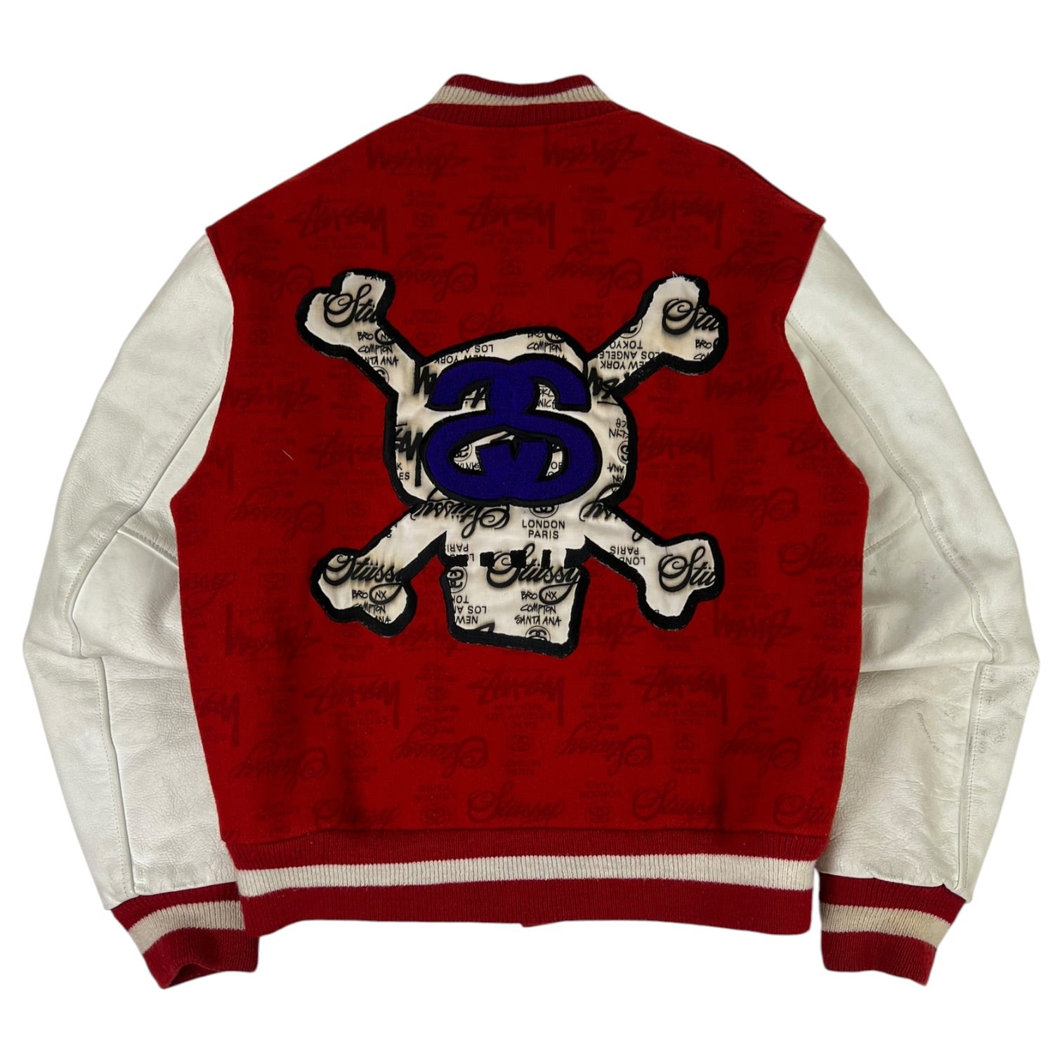 Vintage Stussy 25th Anniversary World Tour Varsity Jacket Red