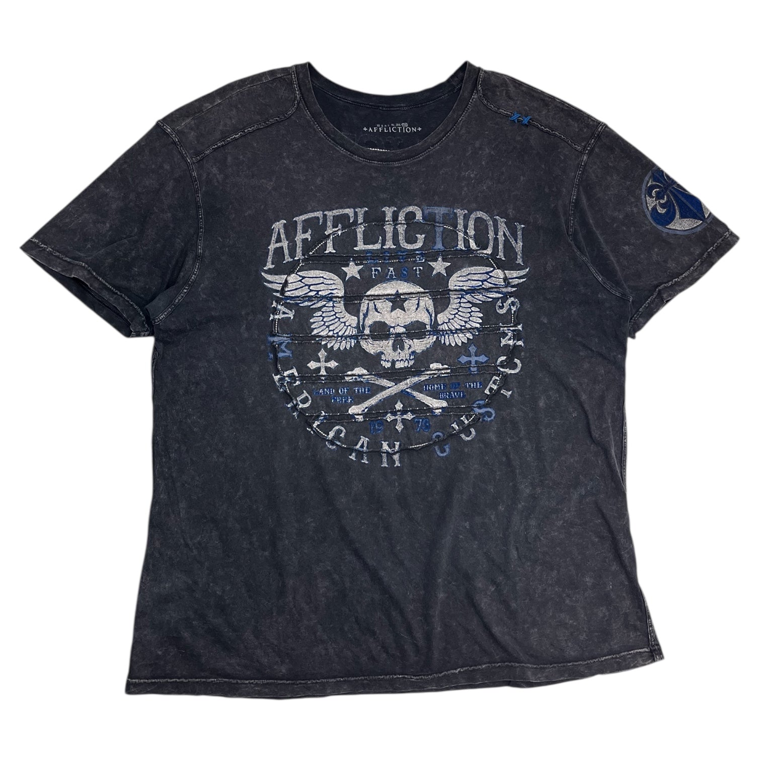 Vintage Affliction Winged Skull & Cross Bones T-Shirt