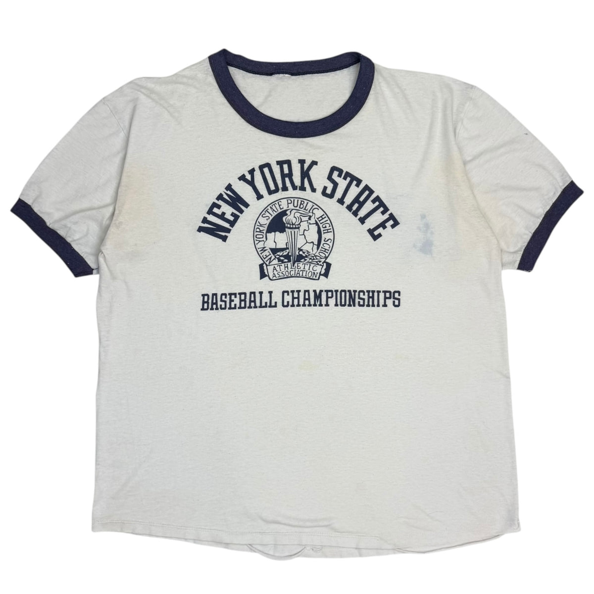 Vintage New York State Baseball Championships Ringer Tee White