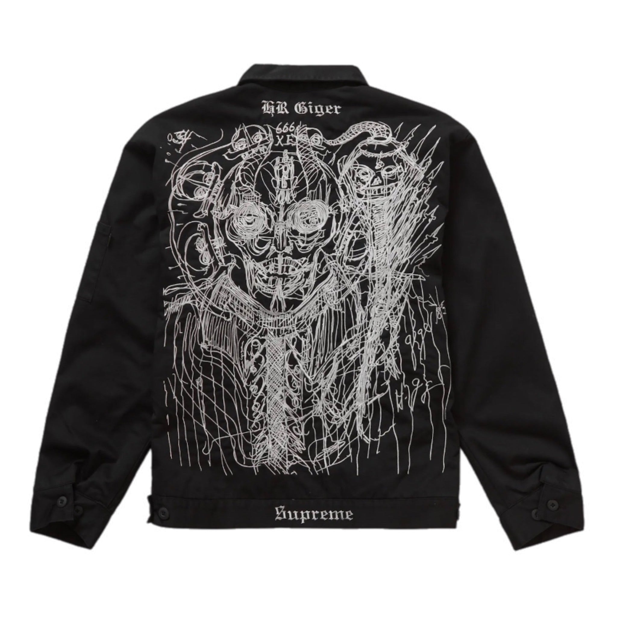 Supreme H.R Giger FW23 Embroidered Work Jacket Black