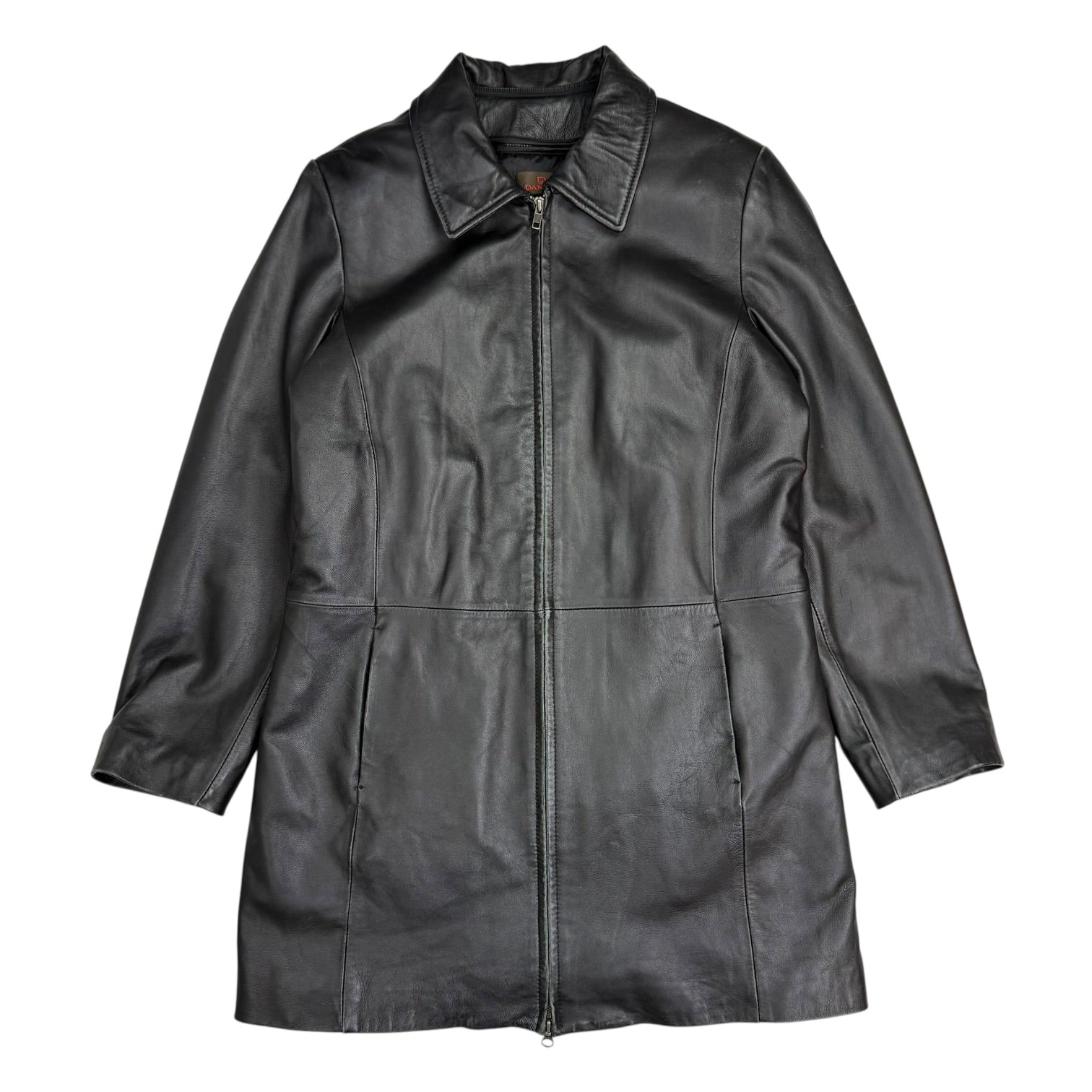 (W) Vintage Danier Leather Trench Coat Black