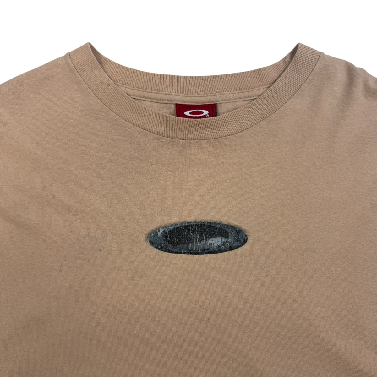 Vintage Oakley Big Logo Metal Icon Long Sleeve Shirt Tan