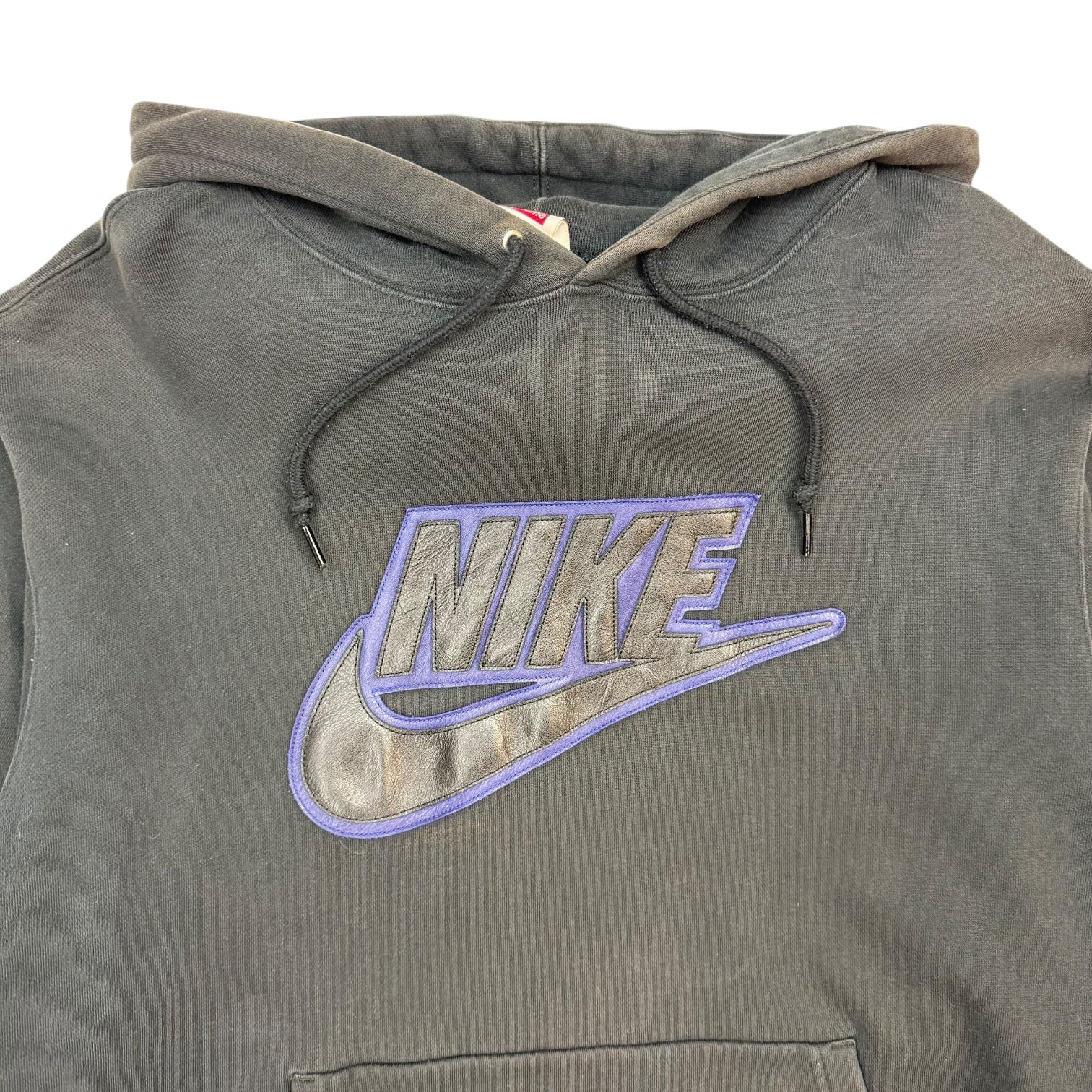 Supreme Nike Leather Applique Hoodie Black