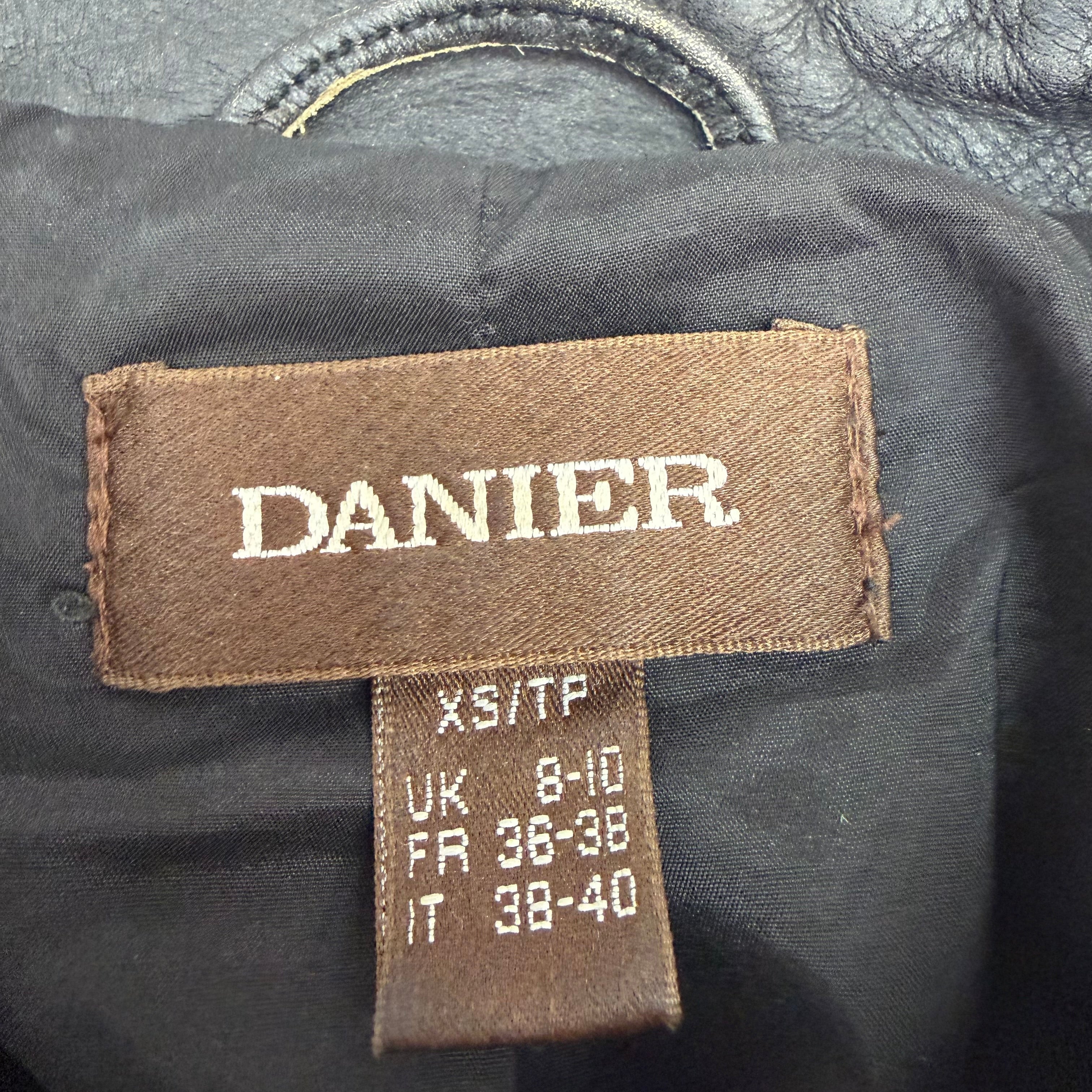 (W) Vintage Danier Leather Racing Jacket Black