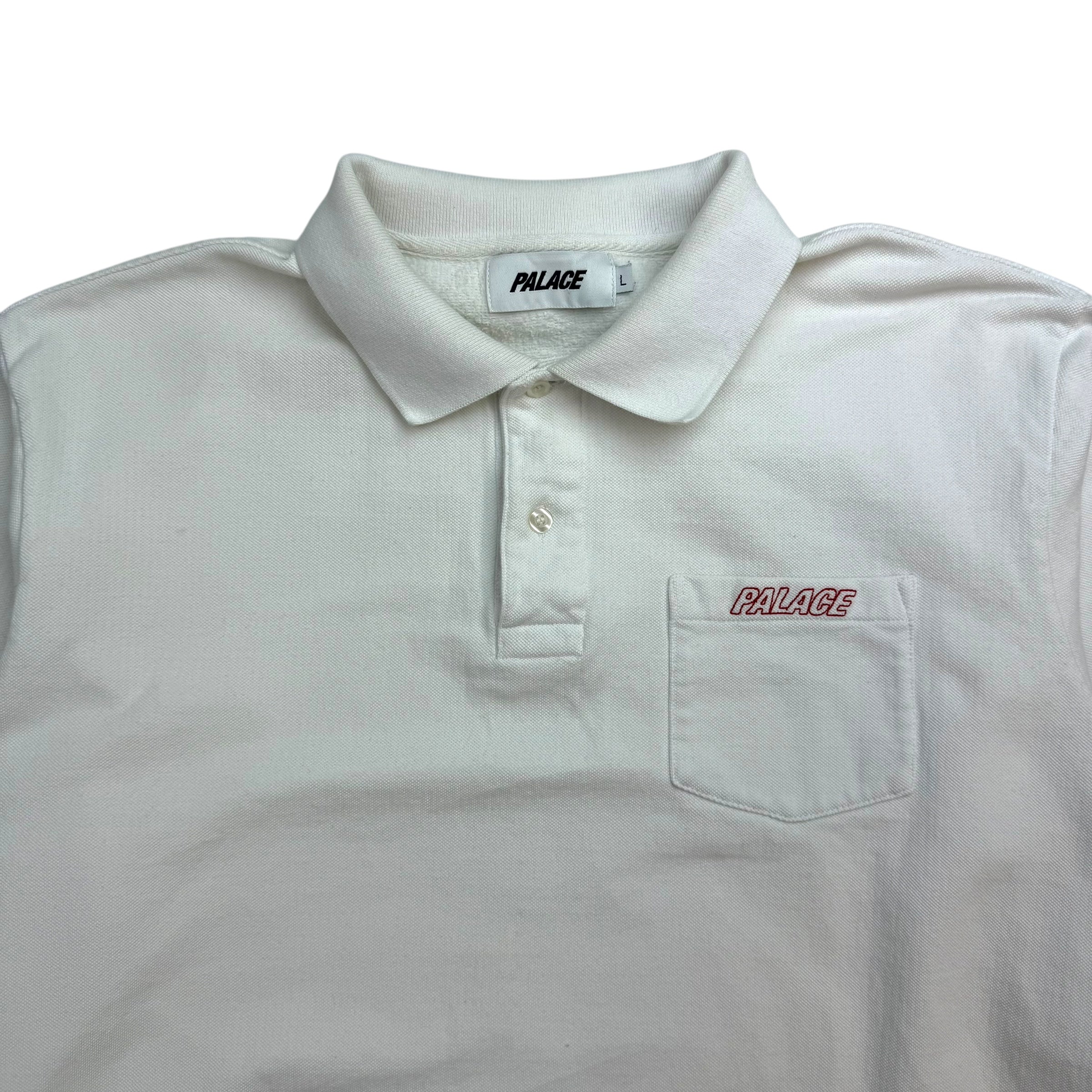 Palace 1/4 Button L/S Polo White