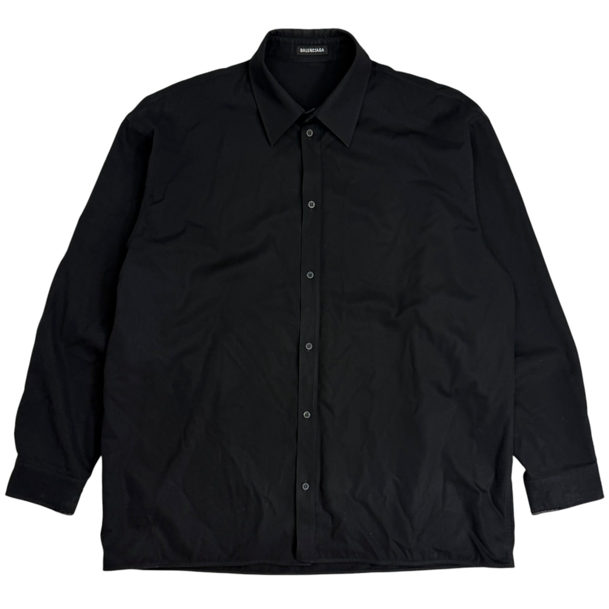 Balenciaga Oversized Button Up Dress Shirt Black