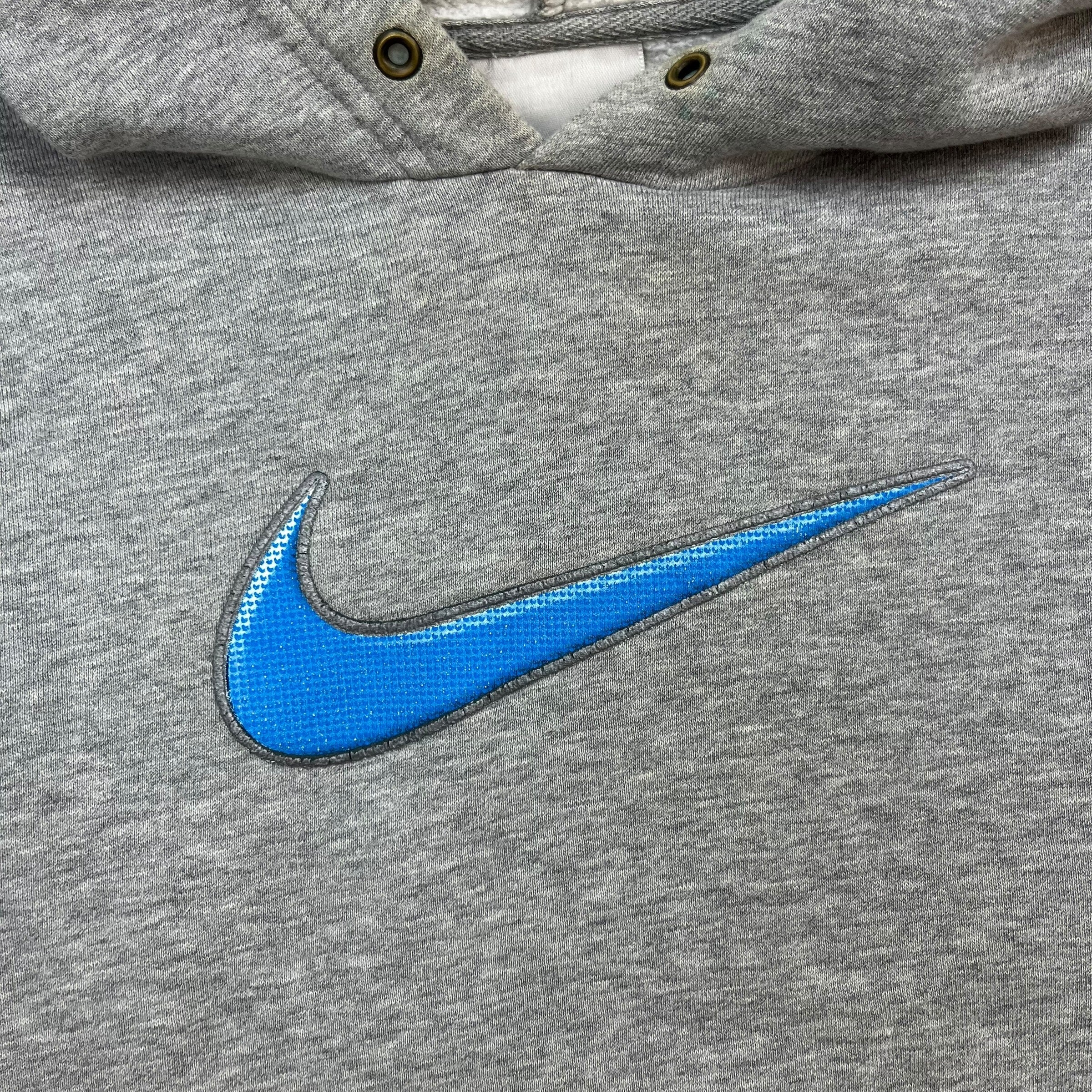 Vintage Nike Blue Swoosh Hoodie Grey