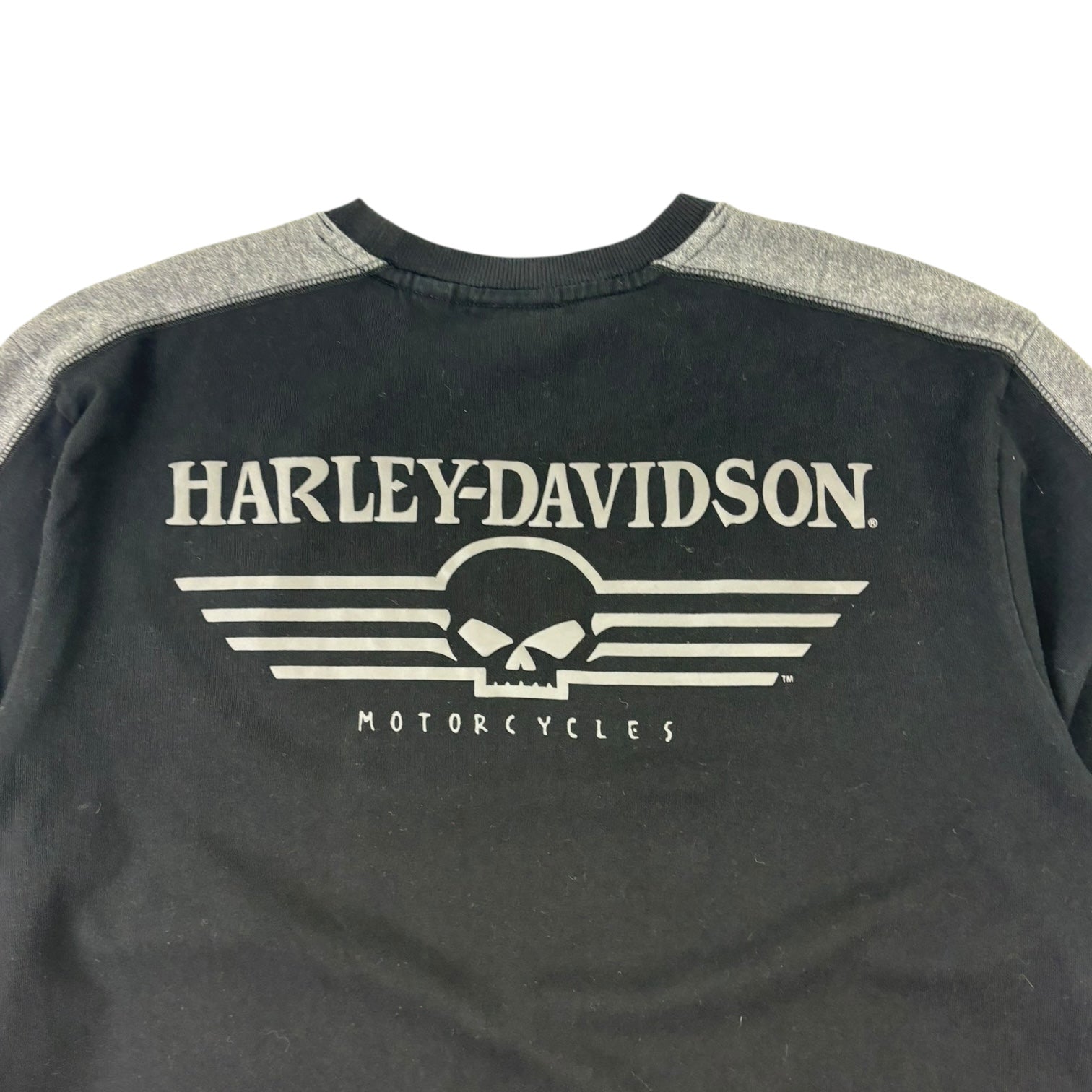 Vintage Harley Davidson Motorcycles Skull Long Sleeve T-Shirt Black