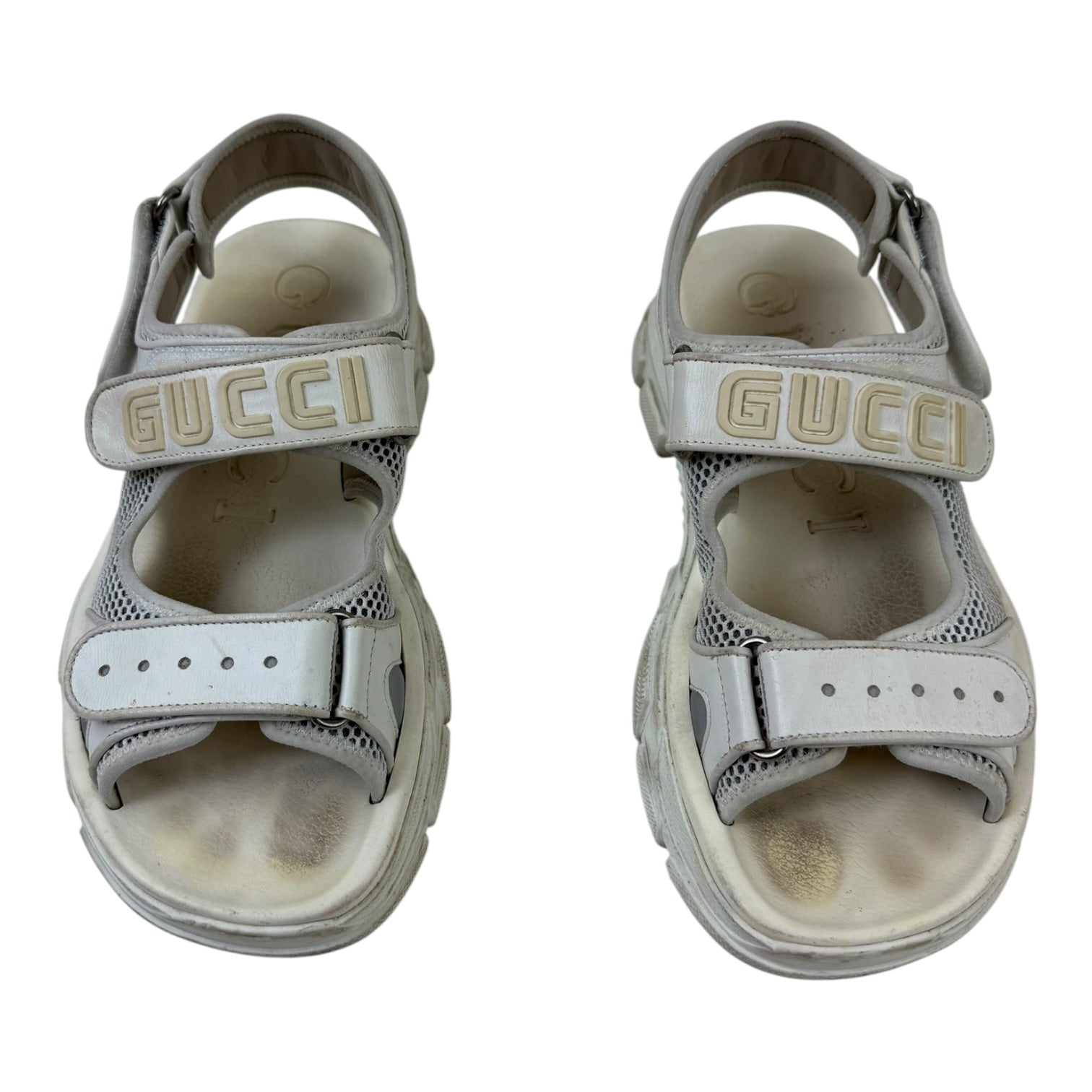 Gucci Leather and Mesh Sandals White