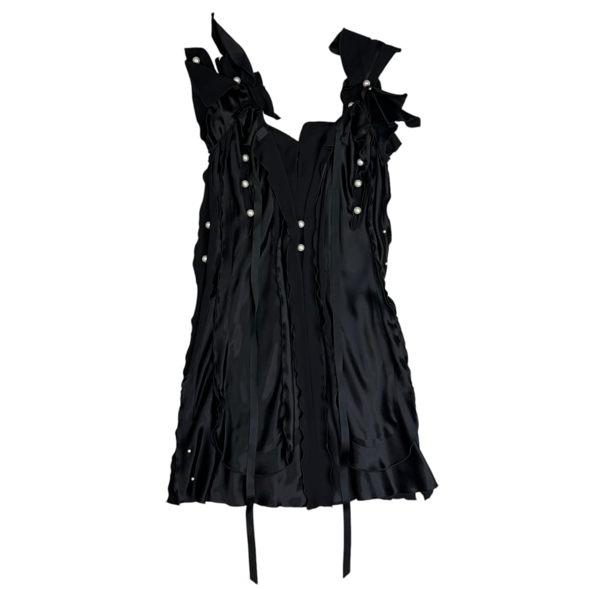 (W) Marc Jacobs Pearl Embellished Silk Dress Black