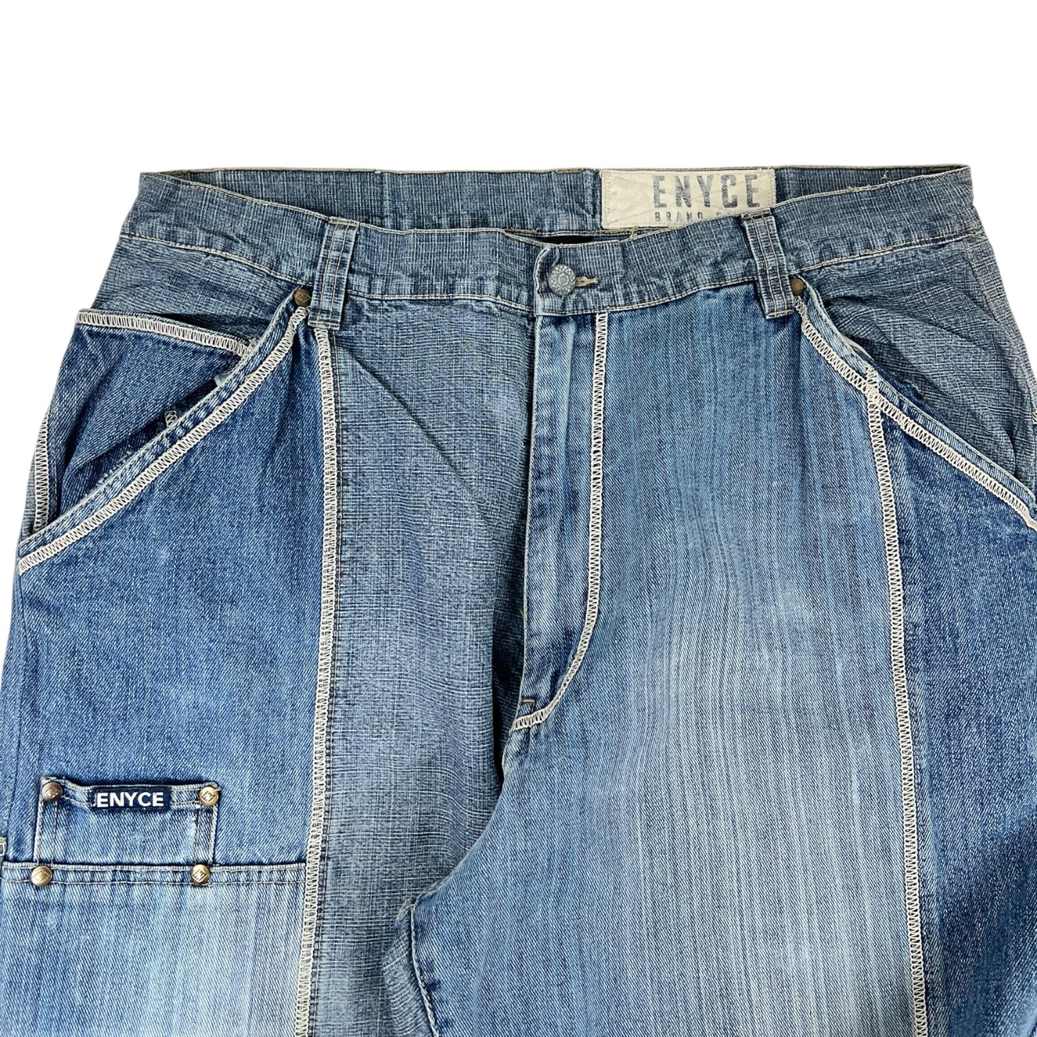 Enyce Patchwork Carpenter Baggy Blue Denim Jeans