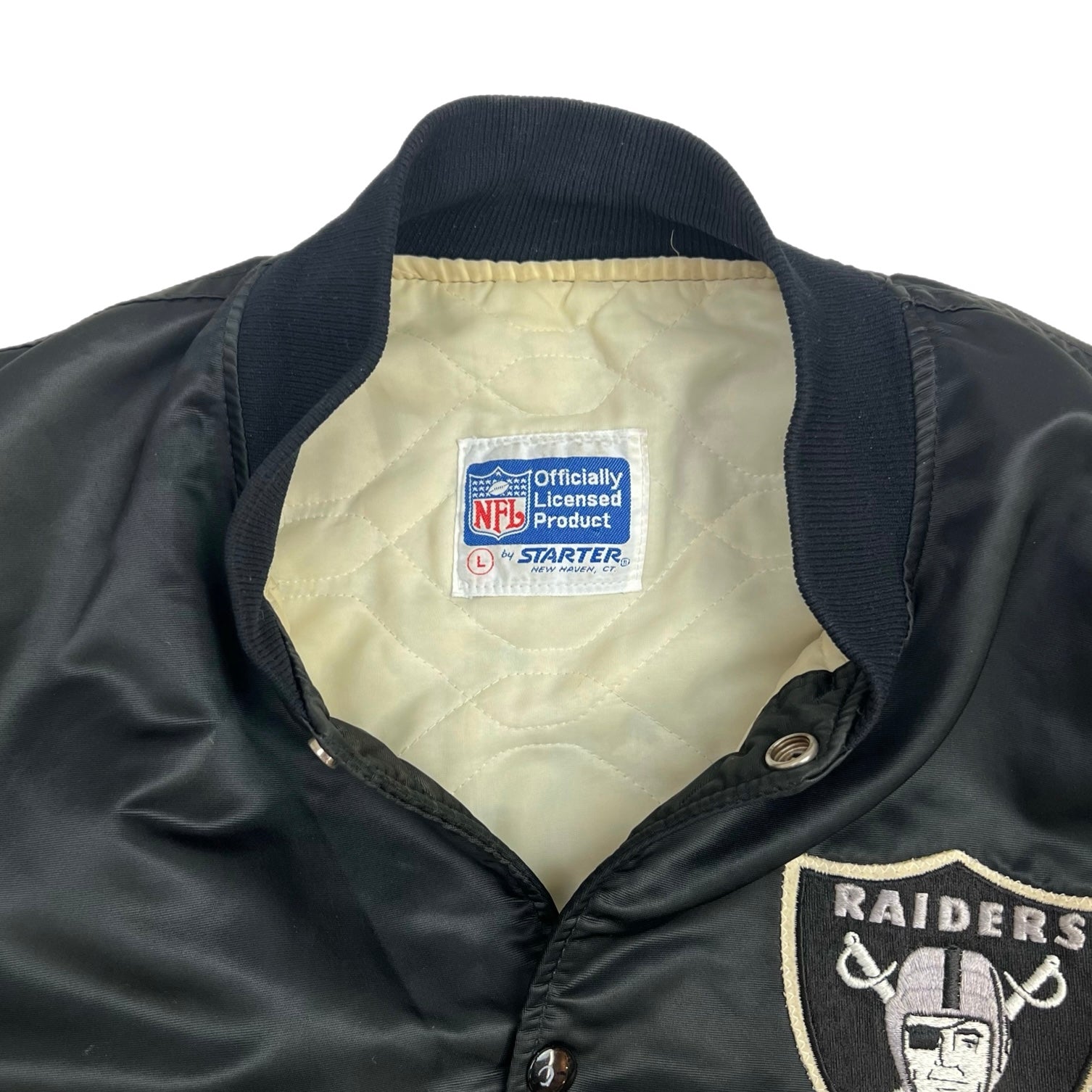 Vintage Oakland Raiders Satin Starter Jacket Black