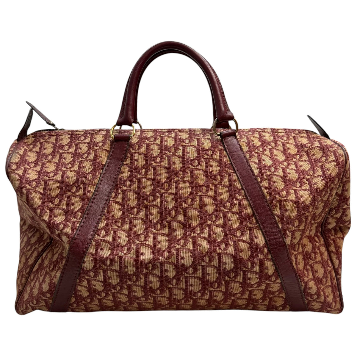 Vintage Christian Dior Monogram Trotter Boston Bag Pink/Burgundy