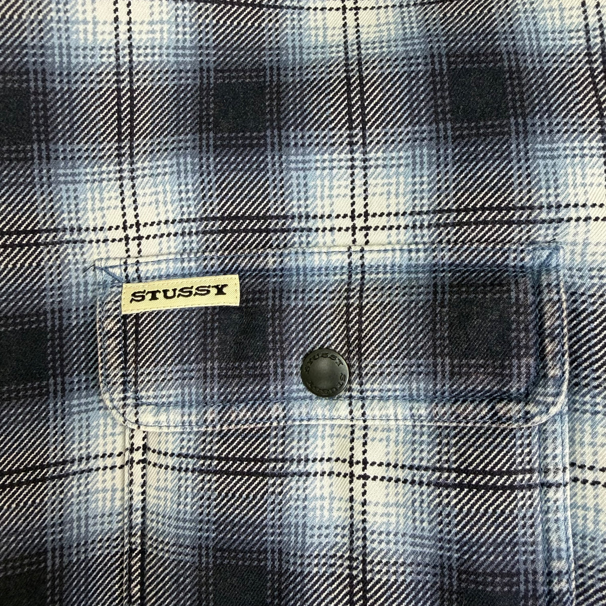 Stussy Zip Hooded Plaid Shirt Blue