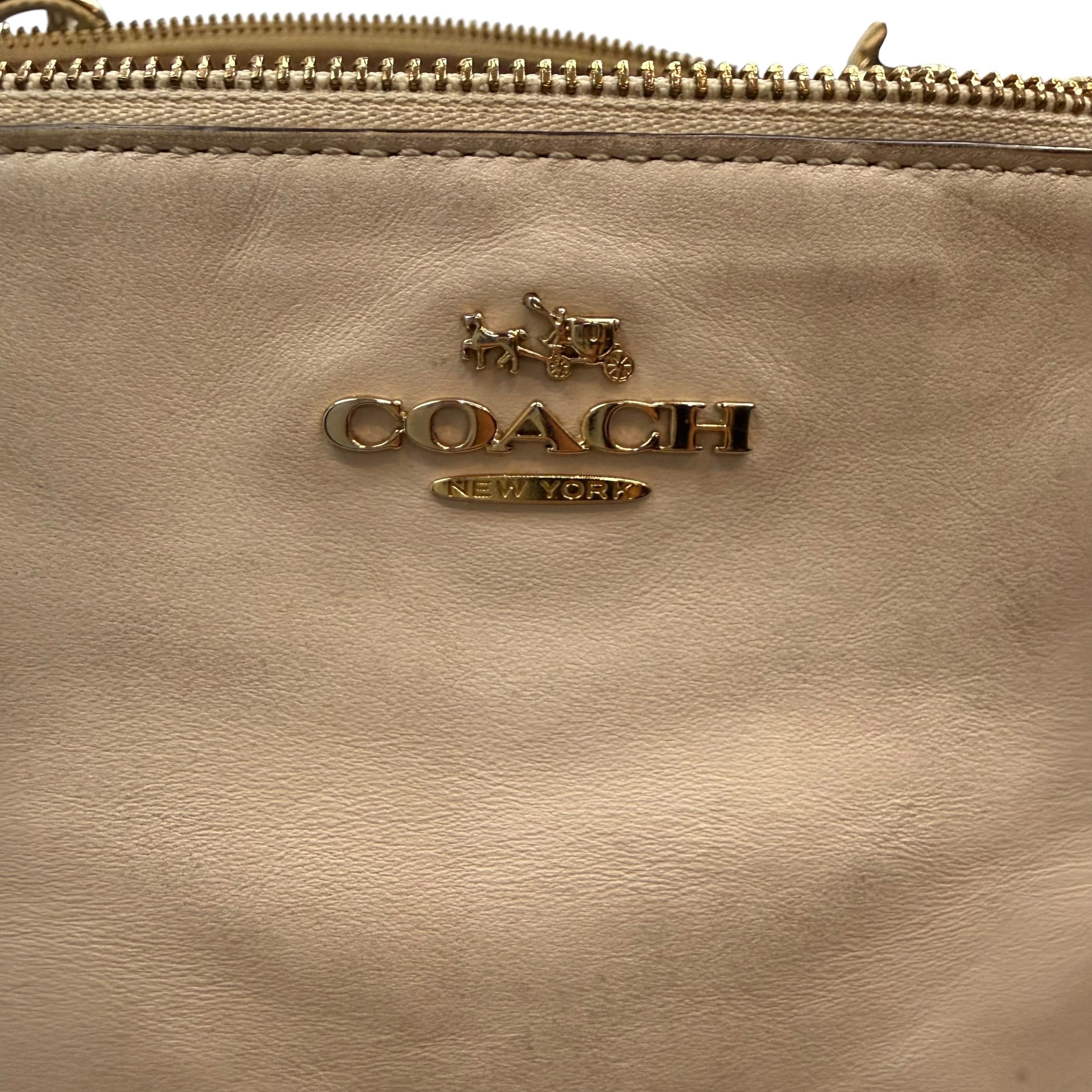 (W) Vintage Coach Colette Leather Satchel Cream