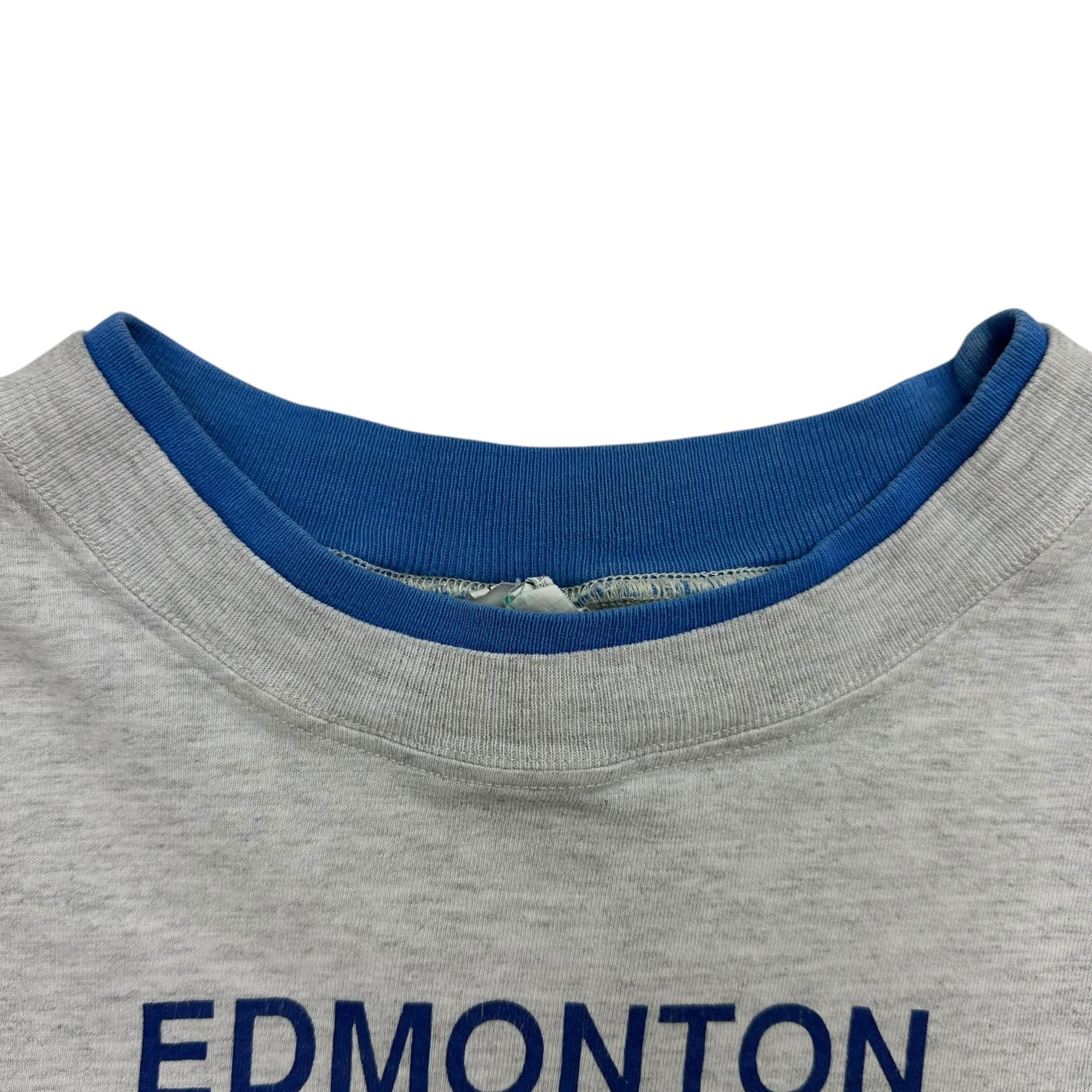 1992 Edmonton Oilers Double Collar Tee Grey/Blue