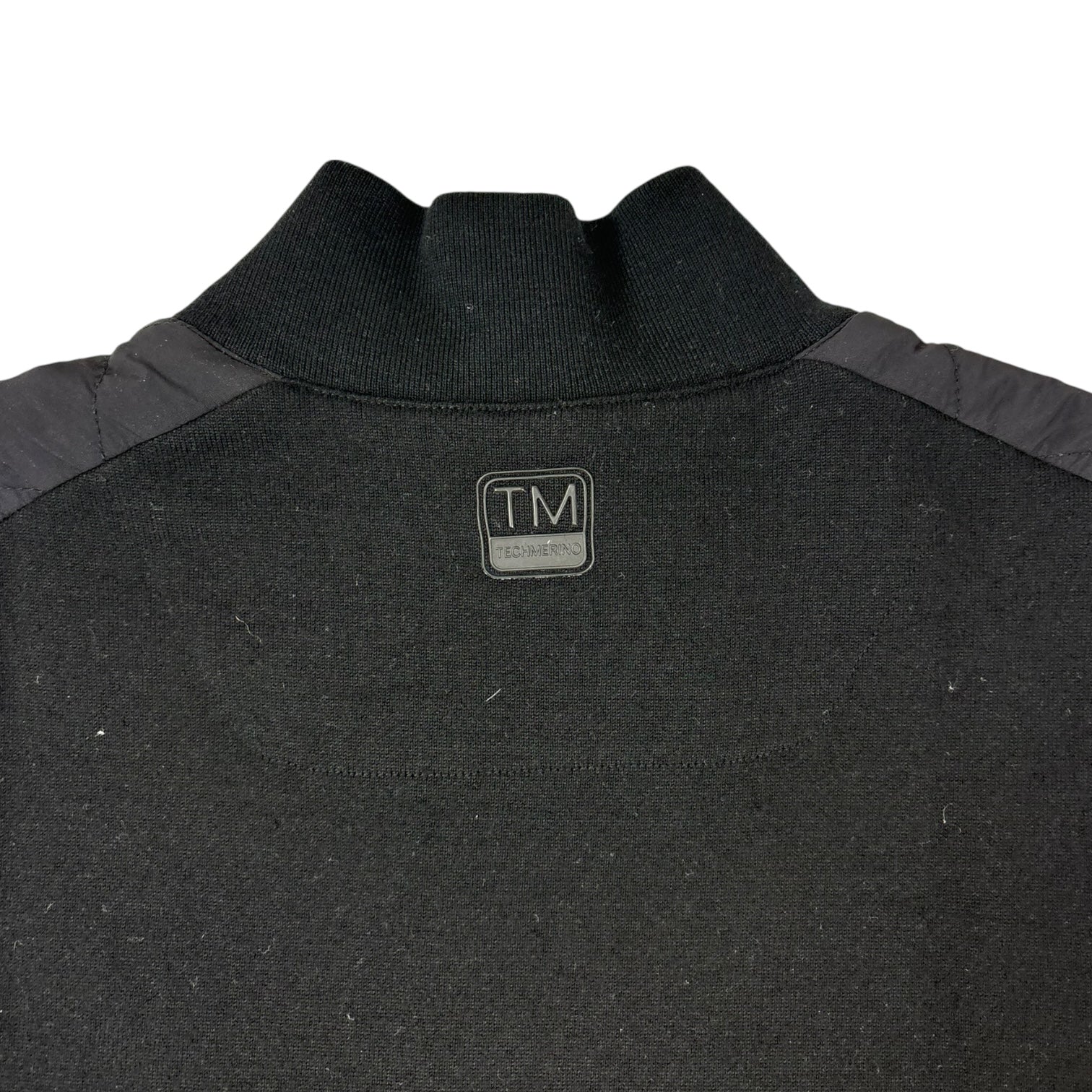 Vintage Zenga Tech Merino Quilted Zip-Up Sweater Black