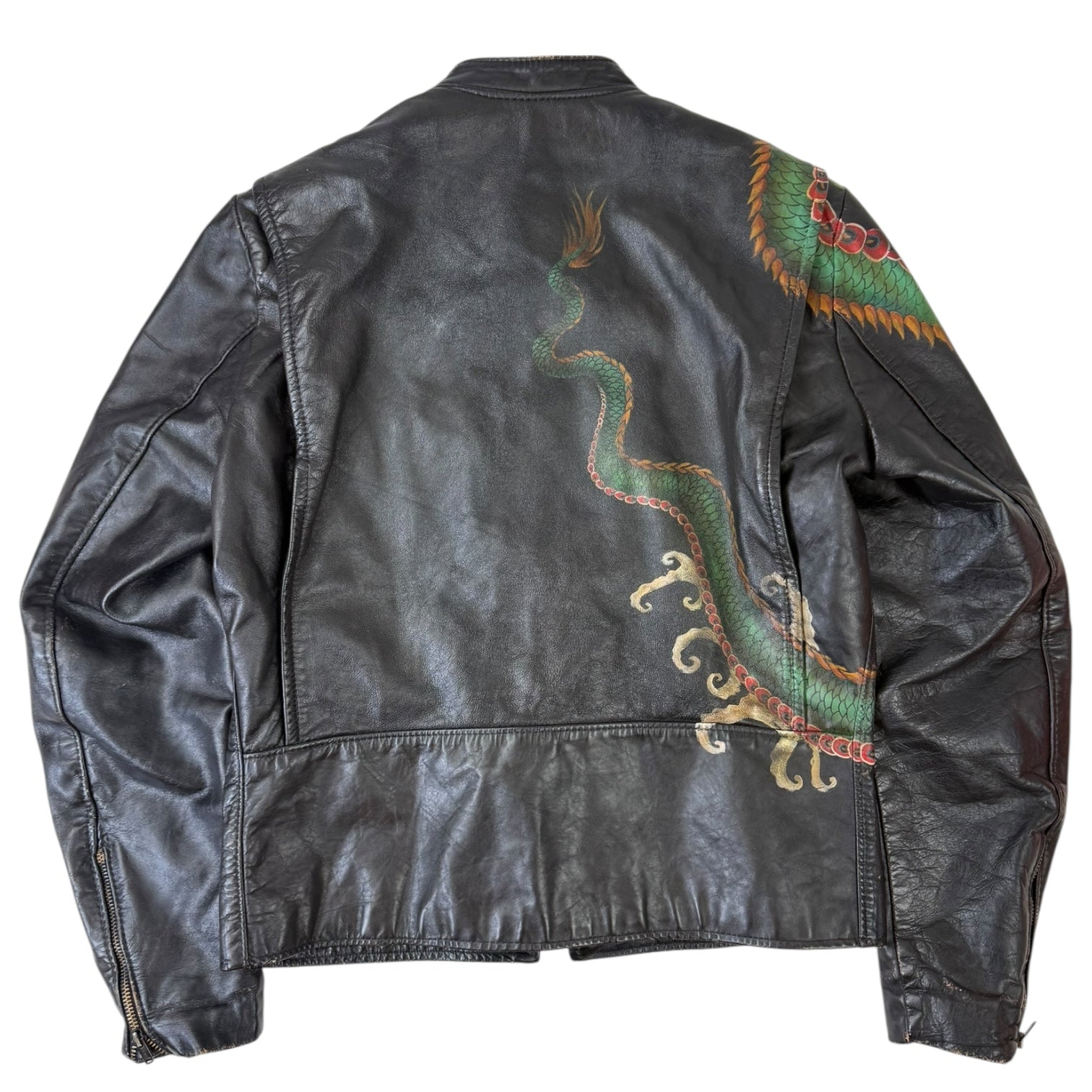 Vintage The Great China Wall Dragon Leather Jacket