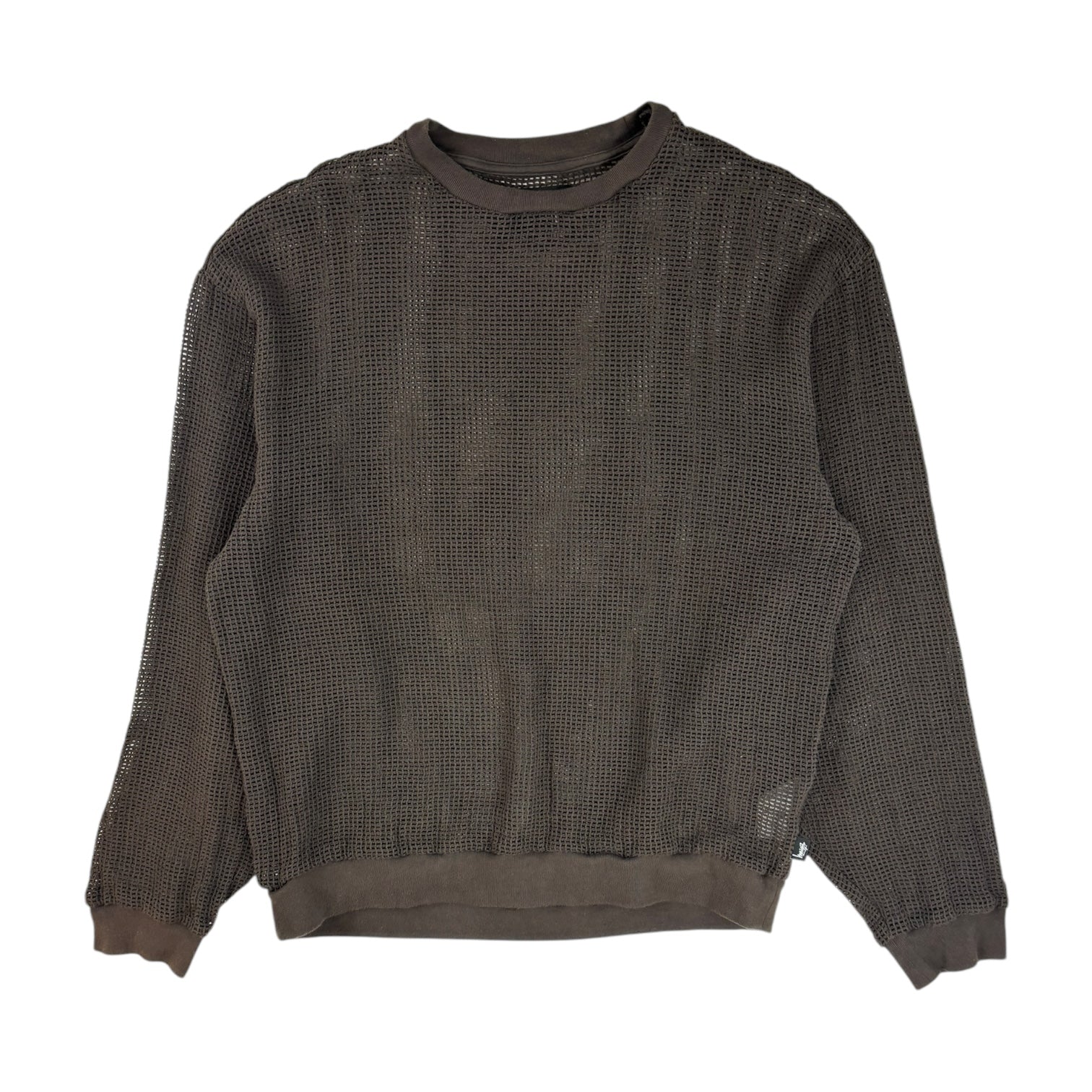 Stussy Cotton Mesh LongSleeve Crewneck Brown