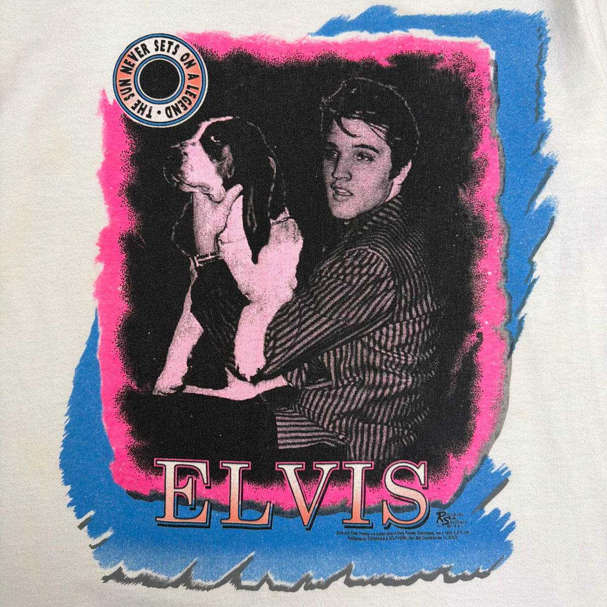 1990 Elvis Presley Dog Portrait Tee White