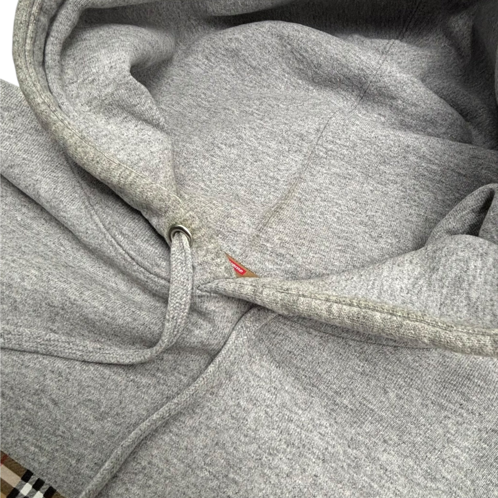 Supreme Burberry Box Logo Hooded Sweatshirt Heather Grey