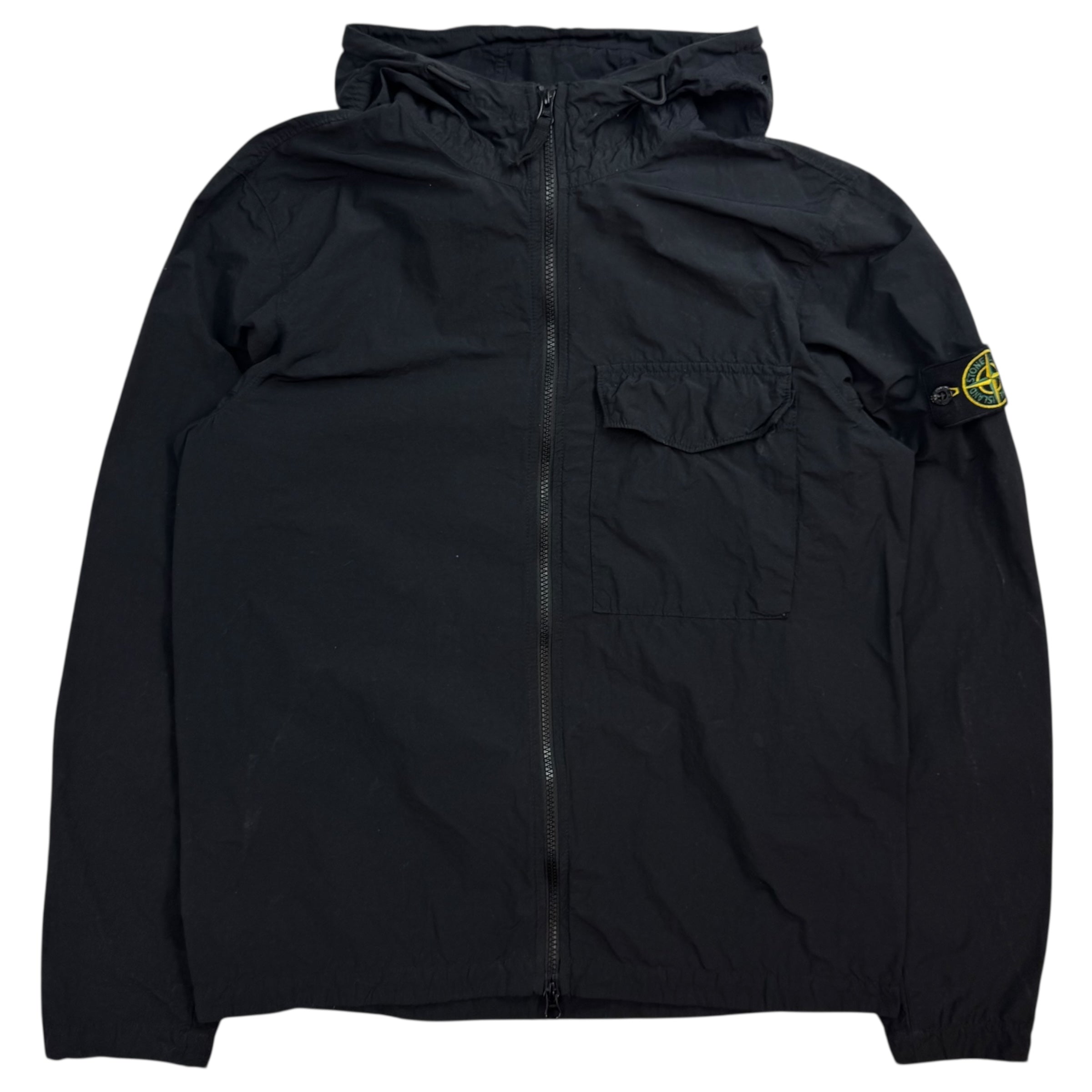 Stone Island Cotton Zipped Up Hoodie Jacket Black