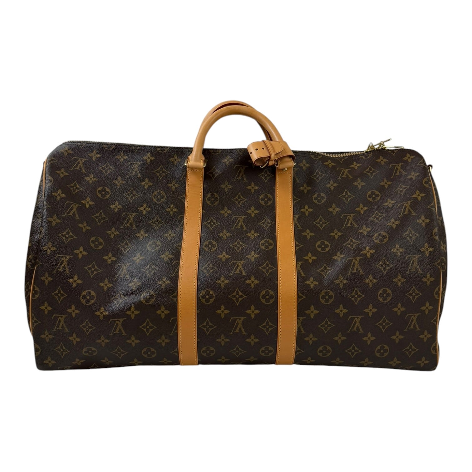 Louis Vuitton Monogram Keepall Bandoulière Duffel Bag Brown