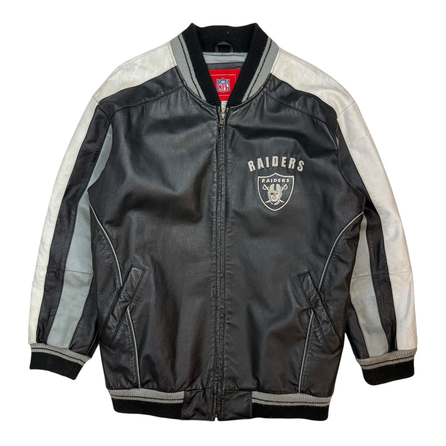 Vintage NFL Oakland Raiders Leather Jacket Black/White