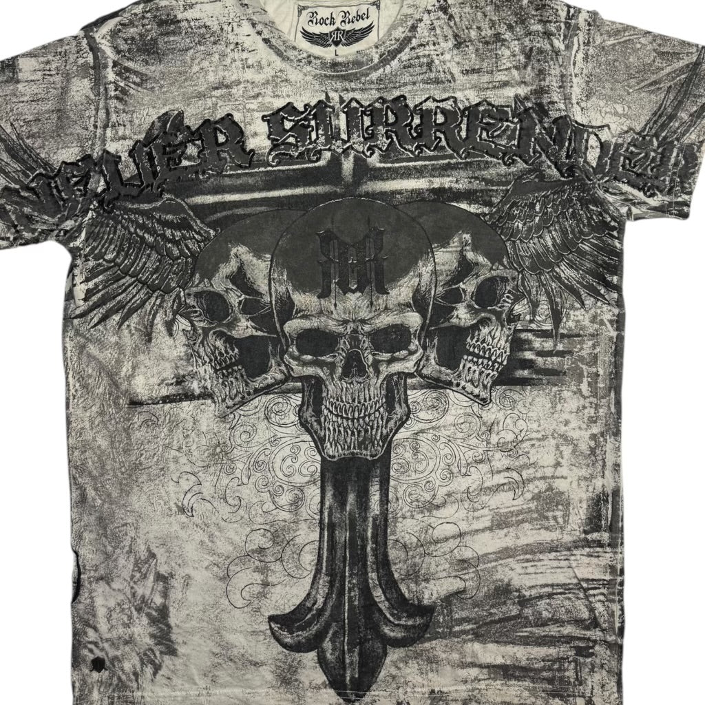 Vintage Y2K Rock Rebel Cross & Skulls T-Shirt