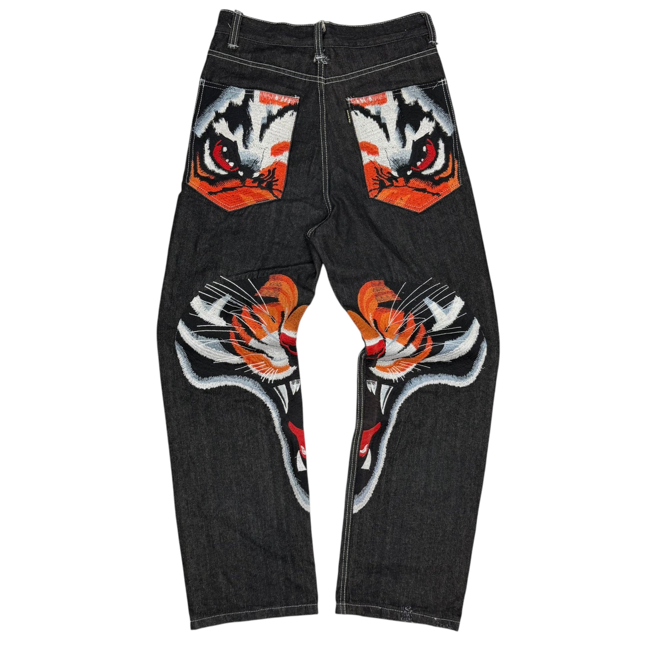 Vintage Parish Nation Embroidered Tiger Face Jeans Black