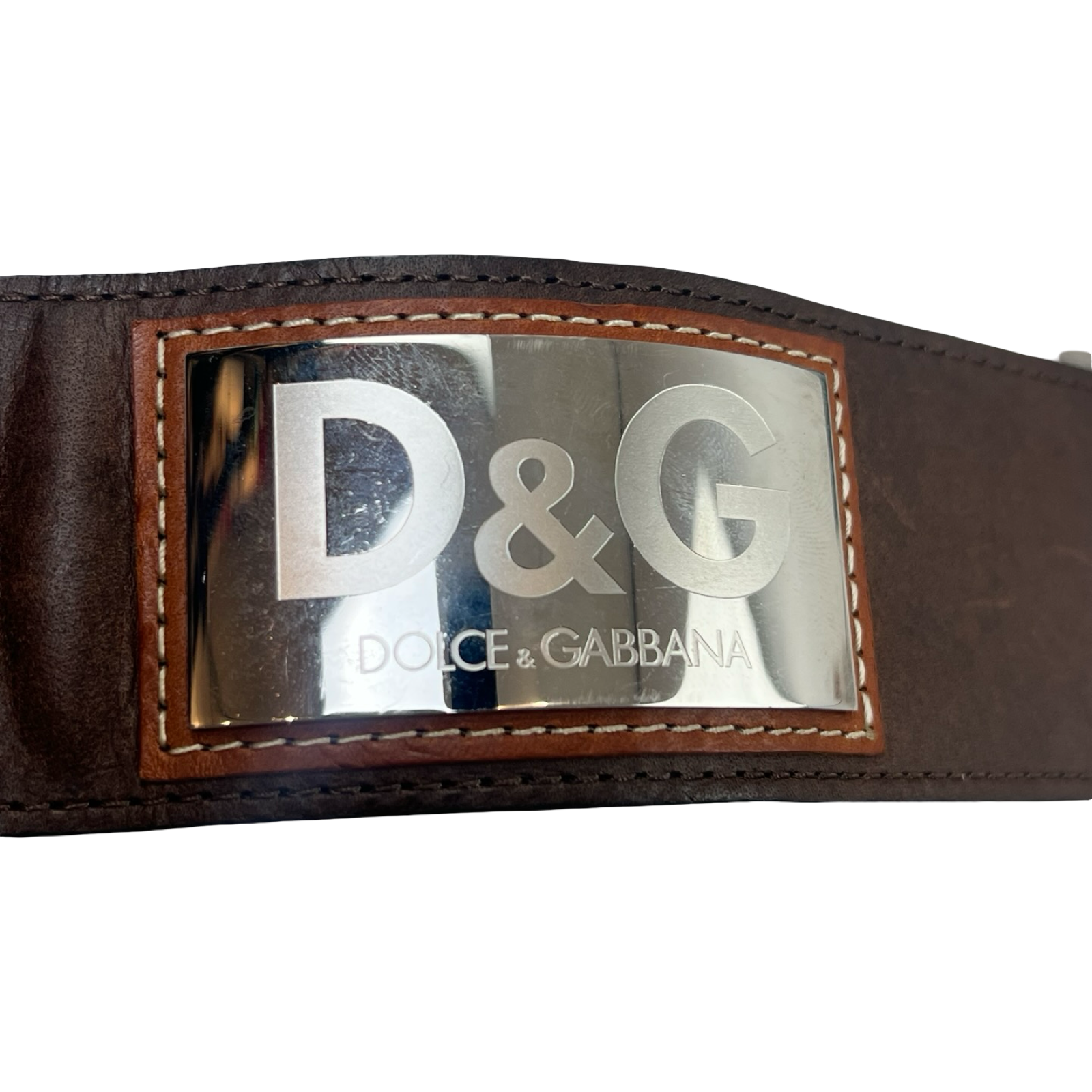 Vintage Dolce & Gabbana Brown Leather Cuff Bracelet