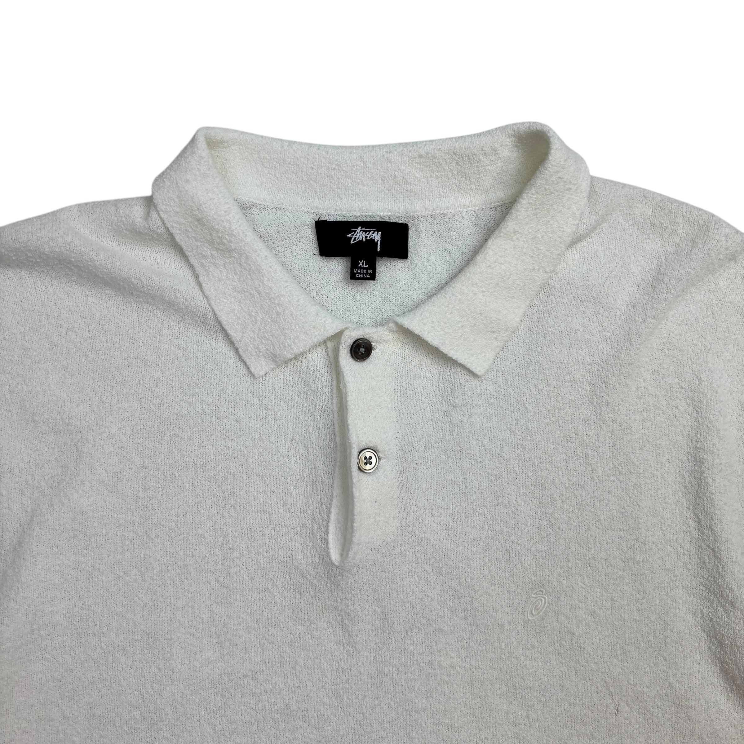 Stussy Textured Short-Sleeve Polo Sweater “Bone”