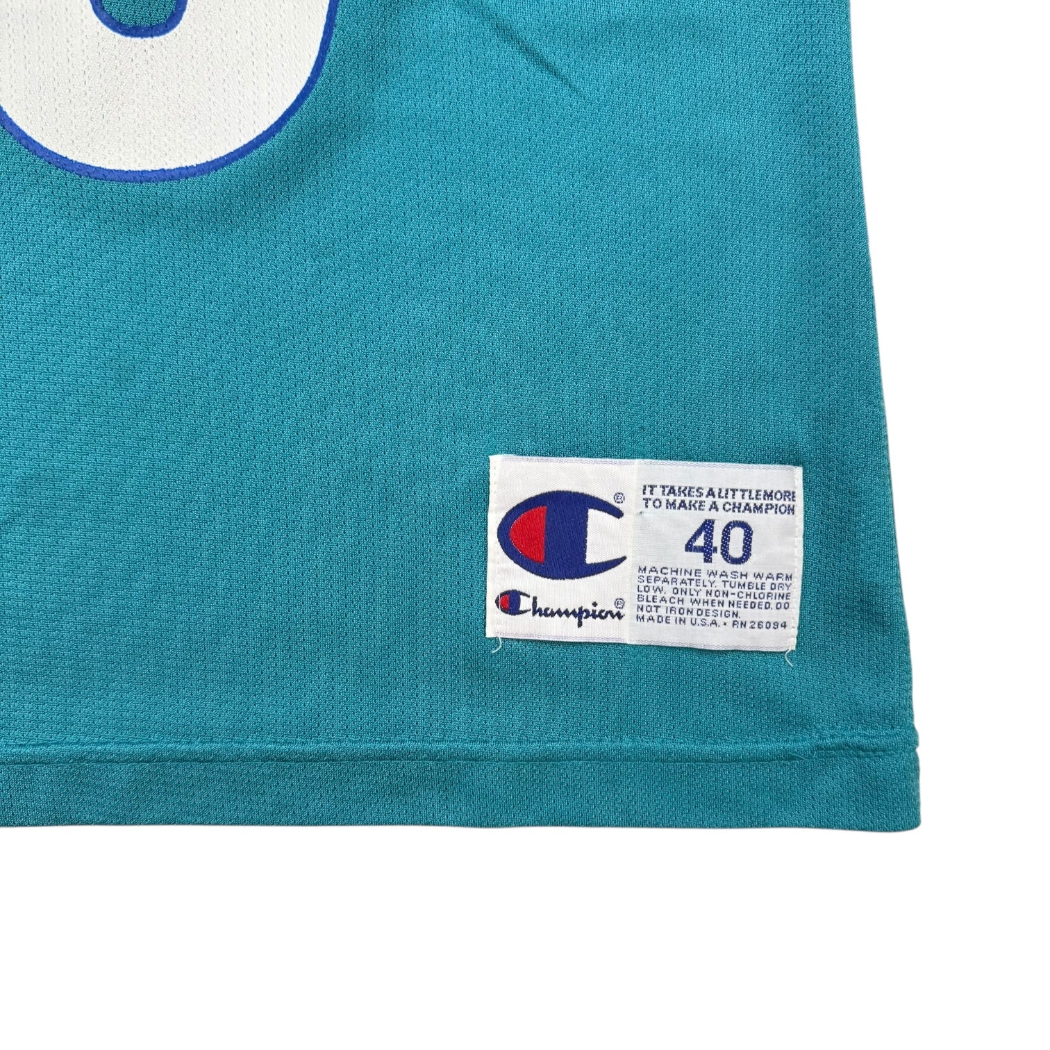 Vintage Champion Charlotte Hornets Alonzo Mourning Jersey Teal