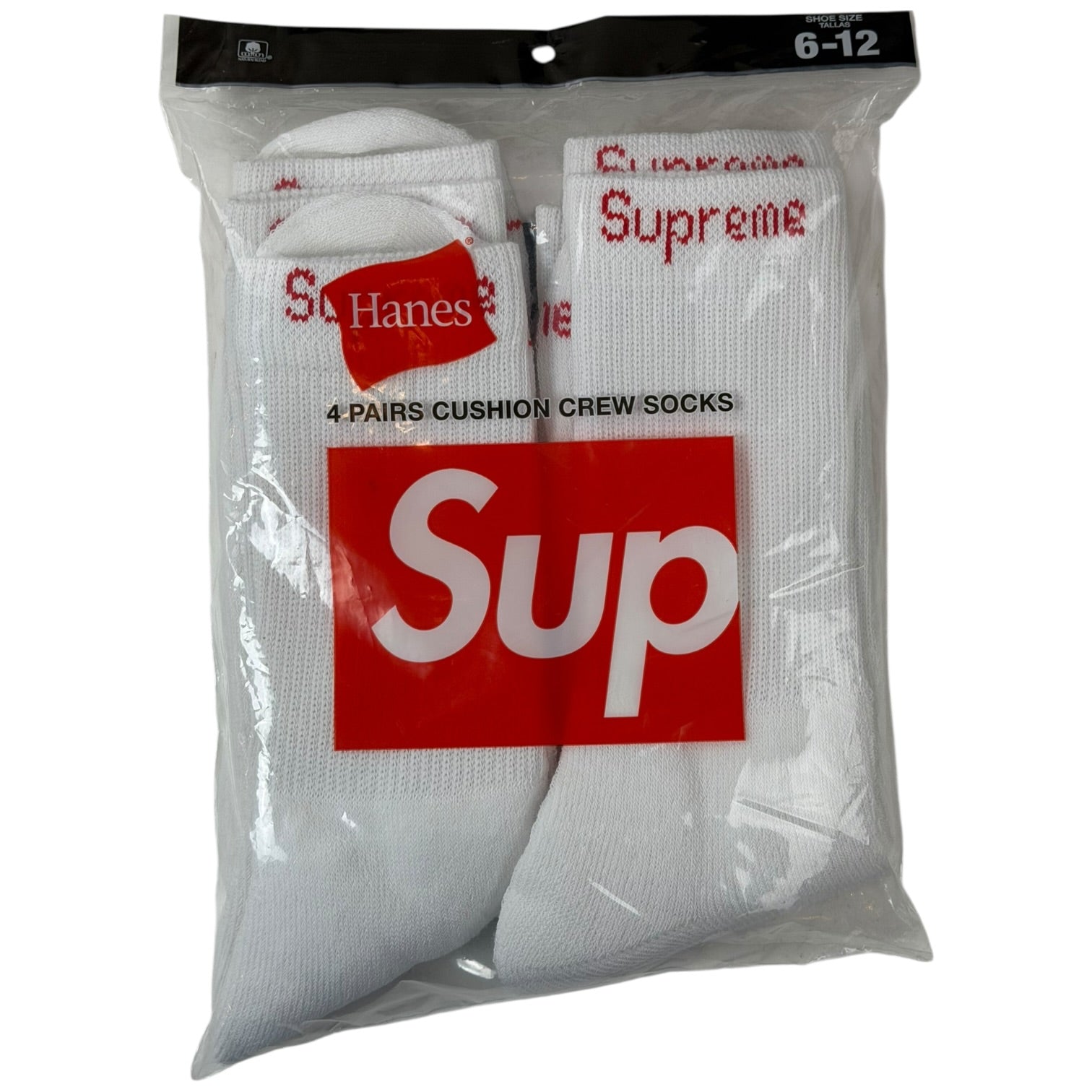Supreme Hanes Crew Socks White (4 Pack)