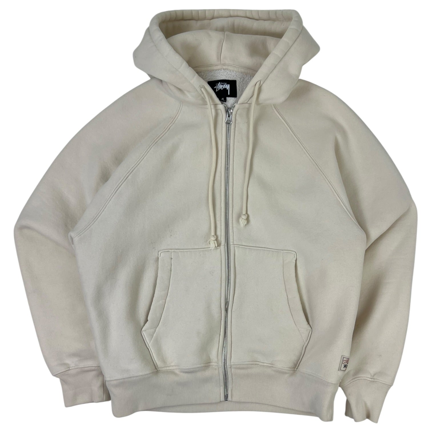 Stussy Fleece Raglan Zip Up Hoodie Natural
