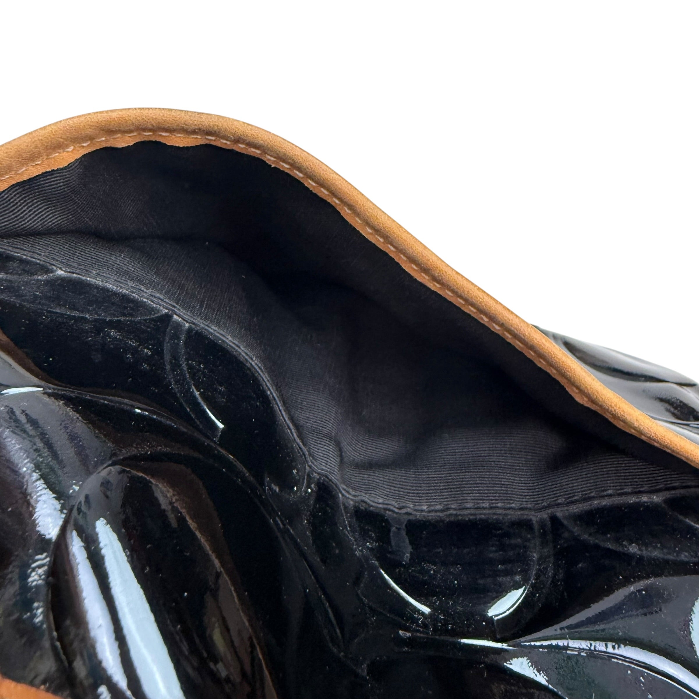 (W) Vintage Coach Peyton Embossed Signature Patent Leather Tote Bag
