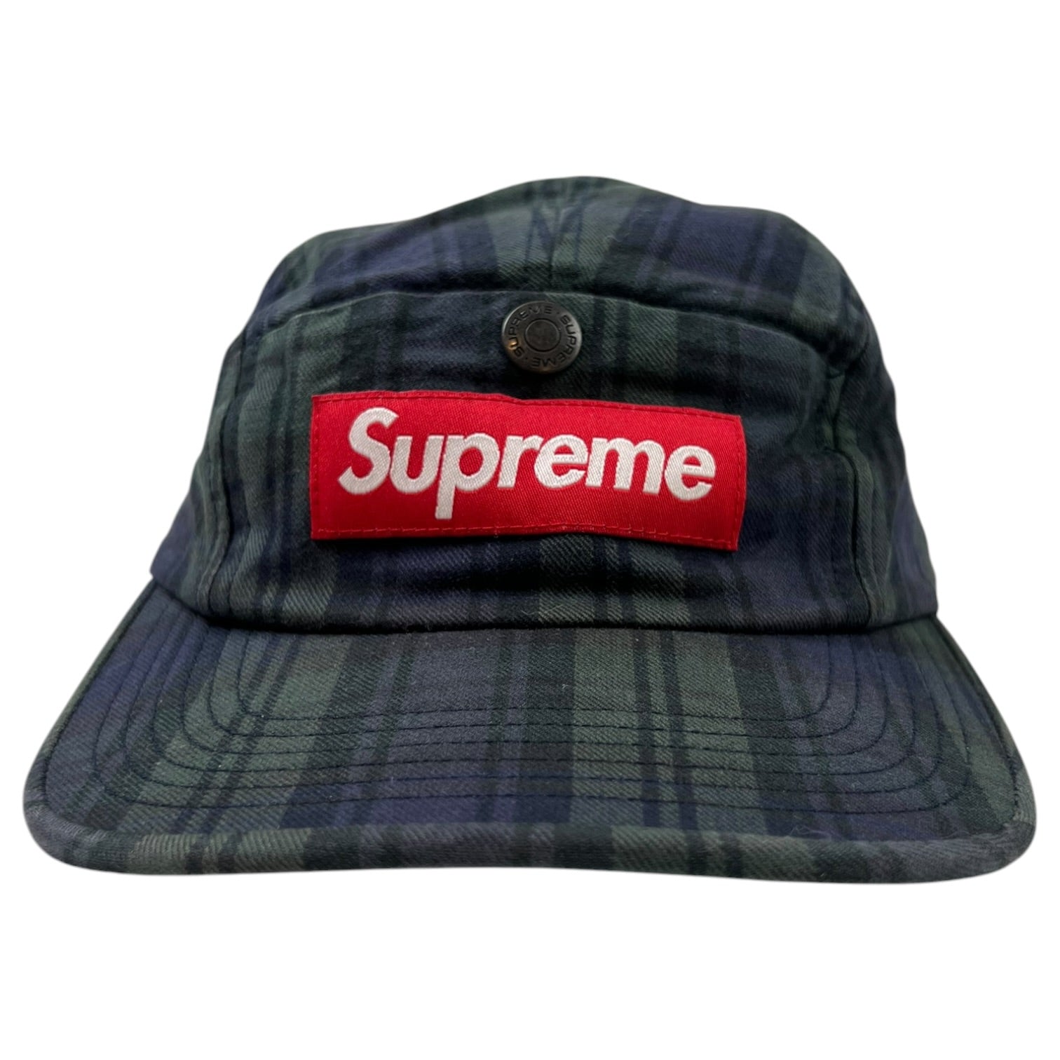 Supreme Snap Button Camp Cap Black Watch Plaid
