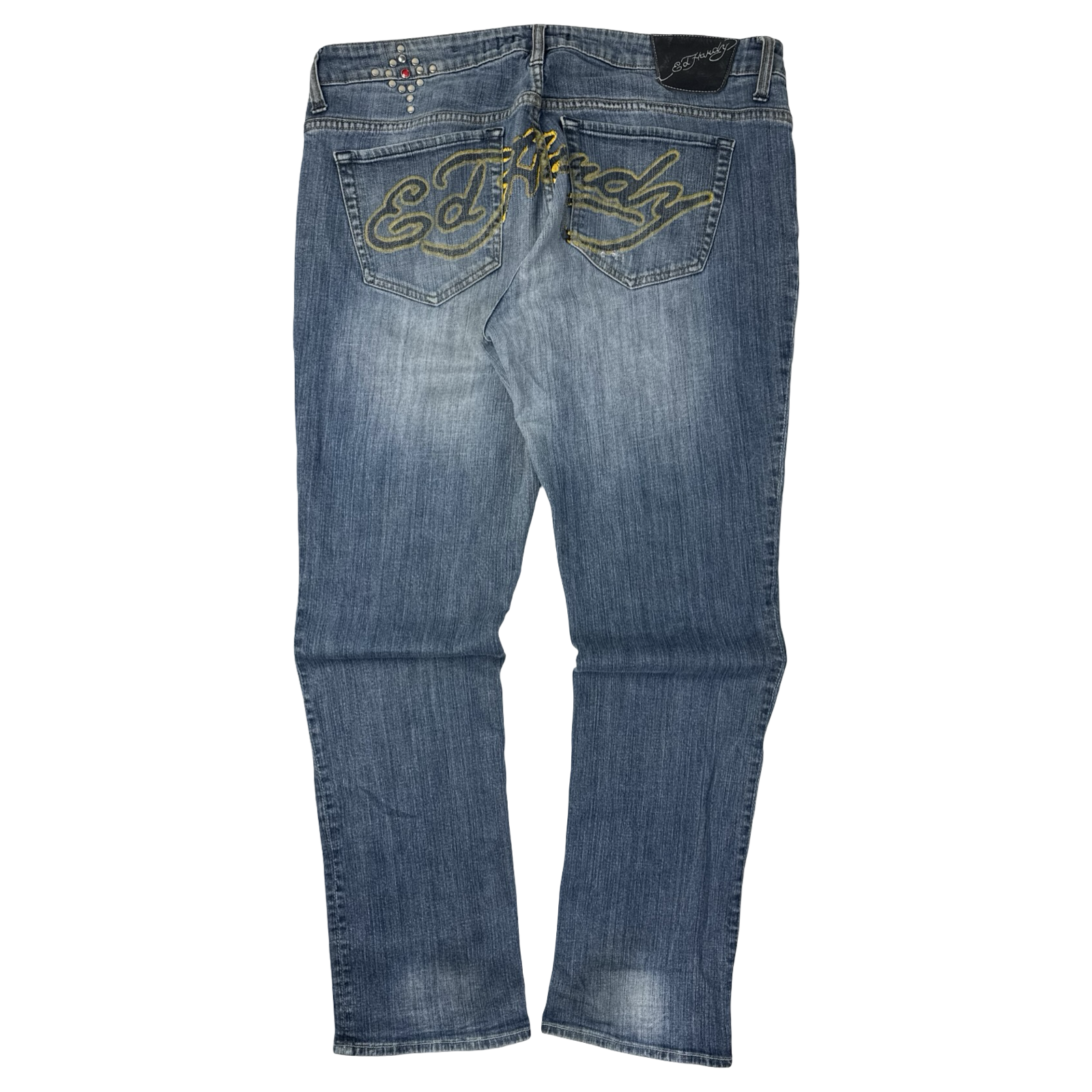 Vintage Ed Hardy Embellished Denim Bottoms Blue Wash