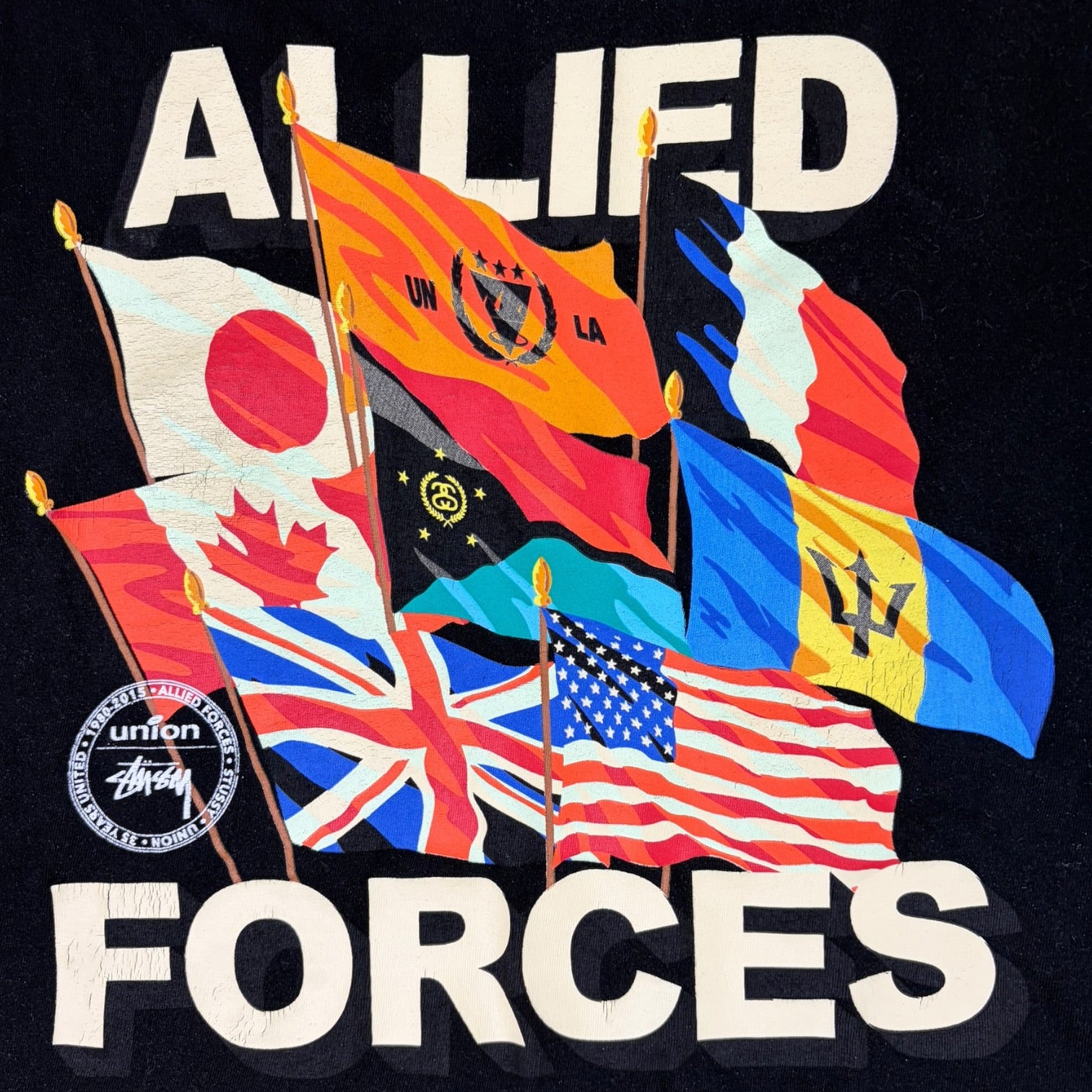 Stüssy x Union 35th Anniversary "Allied Forces" T-Shirt Black