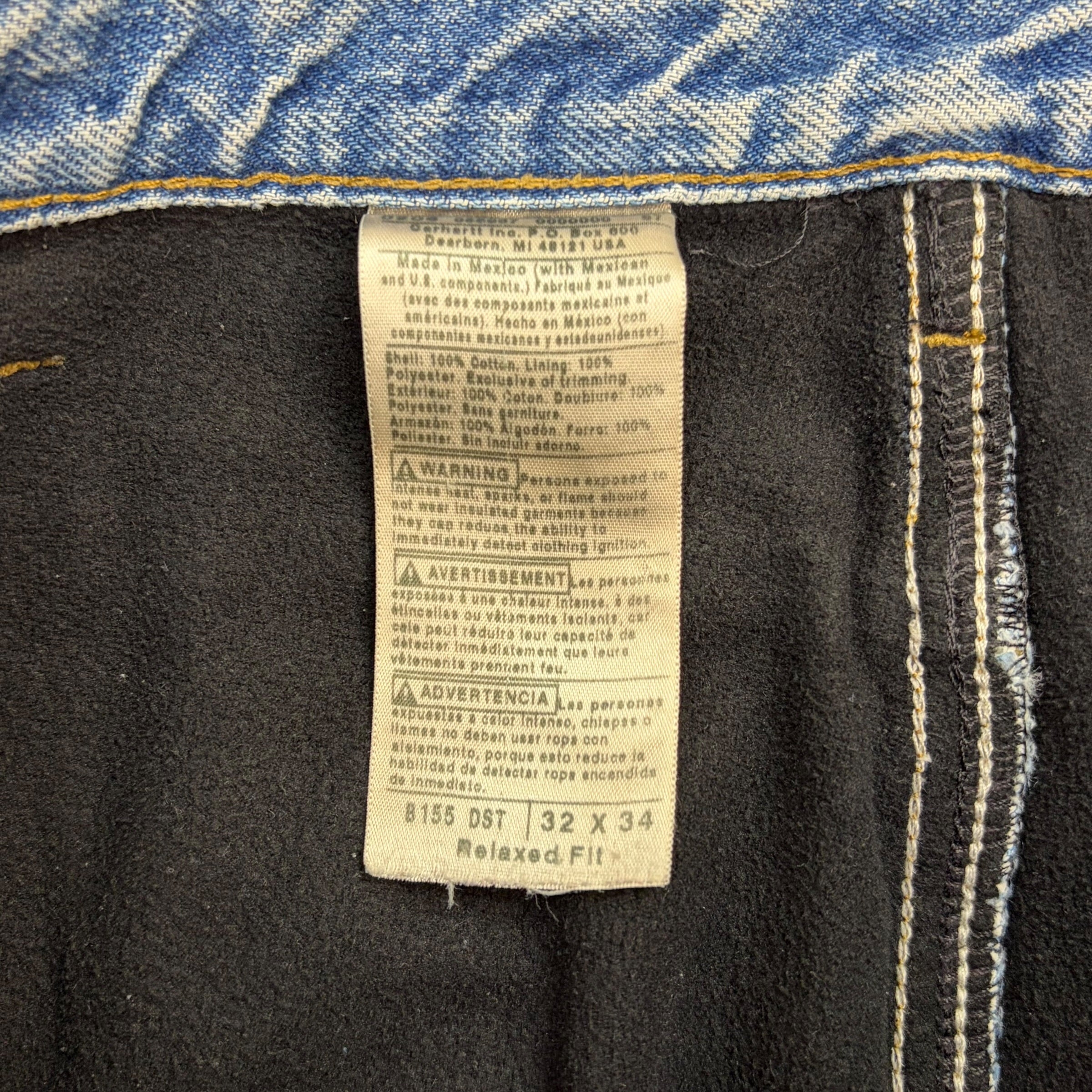 Vintage Carhartt Relaxed Fit Fleece Lined Denim Pants Blue