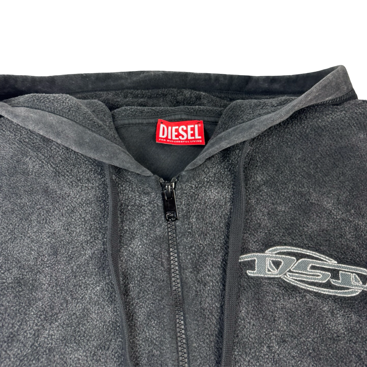 Diesel S-Ors Cotton Fleece Marble Wash Relaxed Fit Full Hoodie