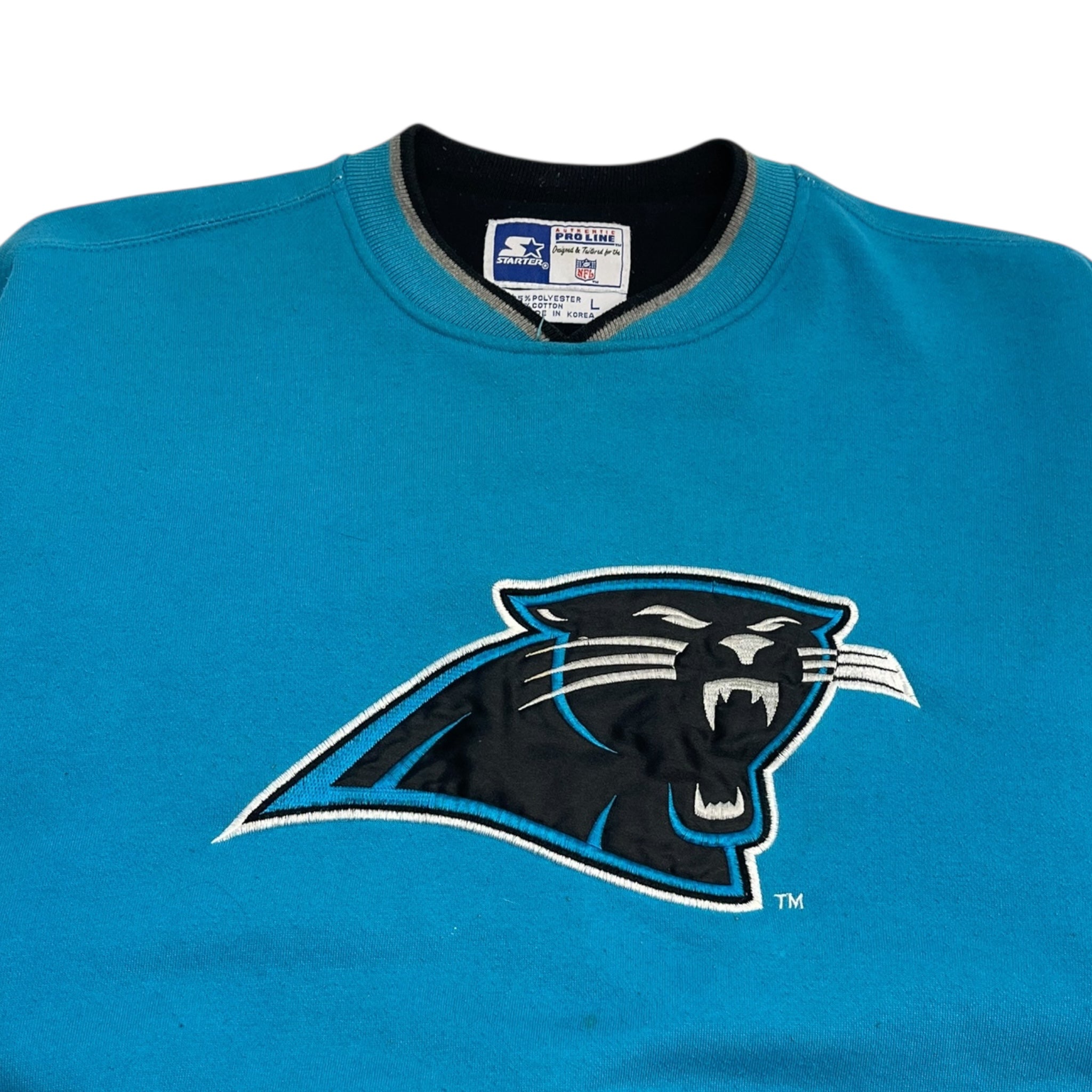 Vintage Carolina Panthers V-neck Sweatshirt Blue