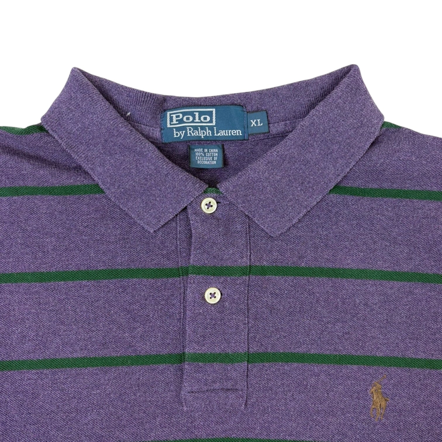 Vintage Polo Ralph Lauren Striped Polo T-Shirt Purple/Green