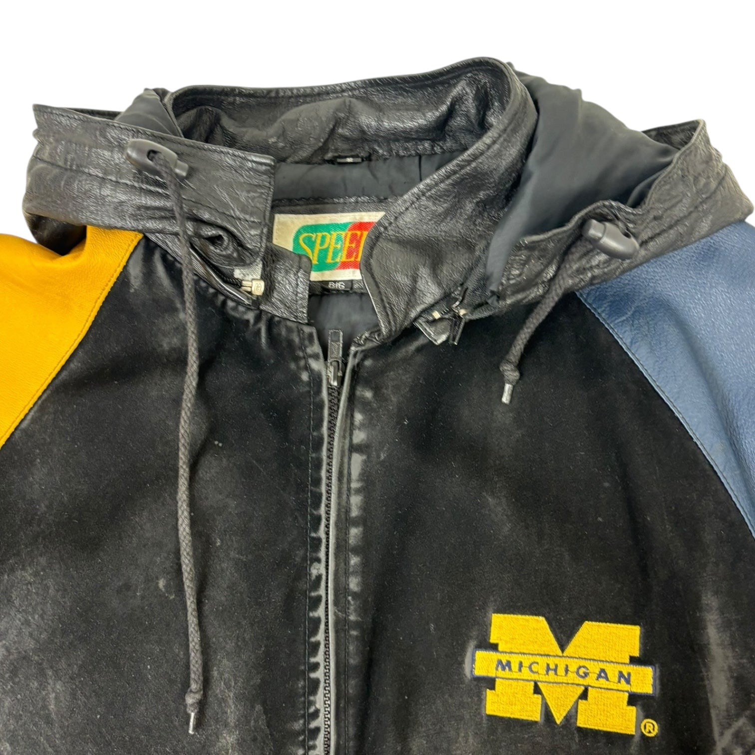 Vintage Speedo University of Michigan Wolverines Suede Leather Jacket Black