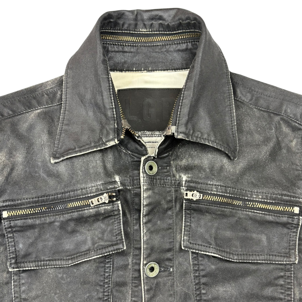 (W) L.G.B. Le Grand Bleu Waxed Denim Jacket Black