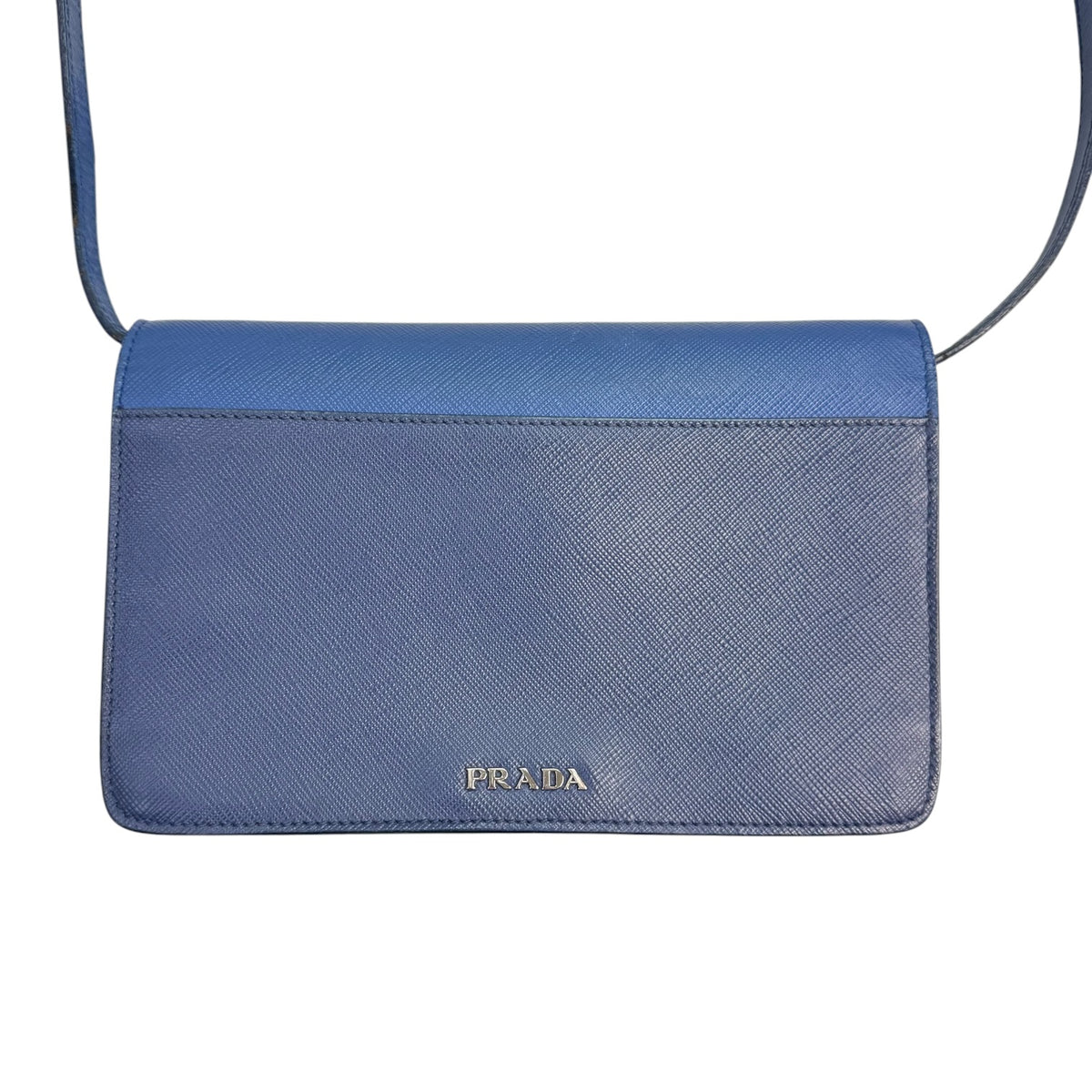 Prada Saffiano Crossbody Bag Blue